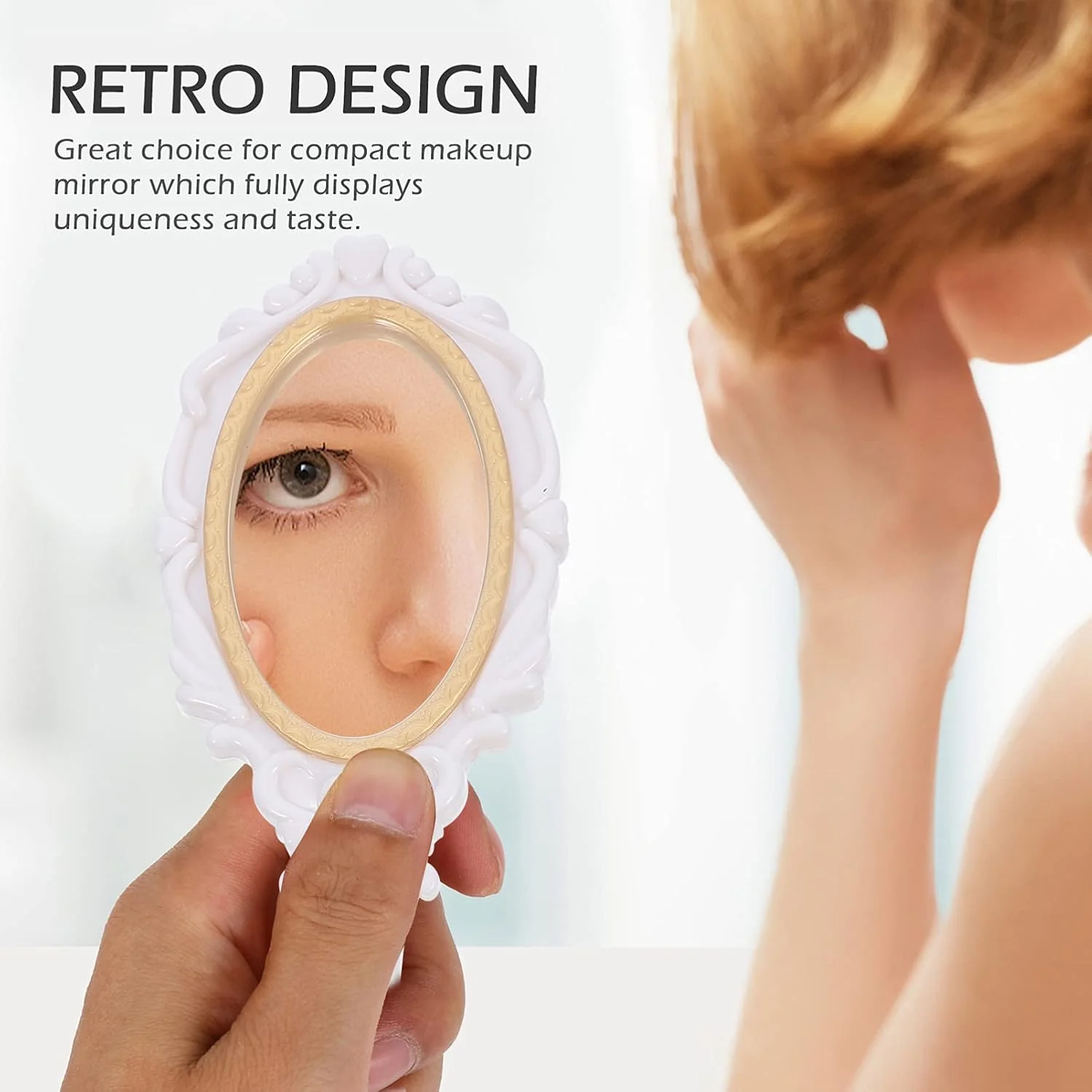 ست شانه و آینه دستی طرح قدیمی MALINK، مناسب آرایش دخترانه، شانه دندانه پهن کلاسیک، برس موی گل برجسته ضد گره خوردگی، شانه دم موشی، هدیه