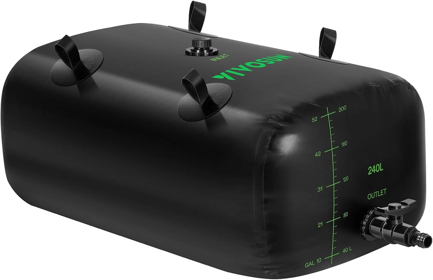 مخزن آب 240 لیتری VIVOSUN، کیسه ذخیره آب تاشو و قابل حمل برای RV، کمپینگ، آبیاری باغ، آبیاری کشاورزی، مقاومت در برابر خشکی، آتش نشانی