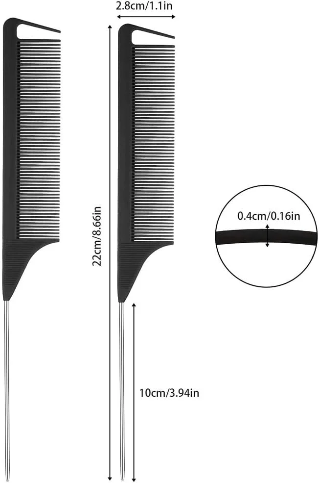 ابزار آرایش شانه های فرق بازکن مو دم باریک مقاوم در برابر حرارت مشکی برای رنگ کردن مو و پوش دادن 12 عددی