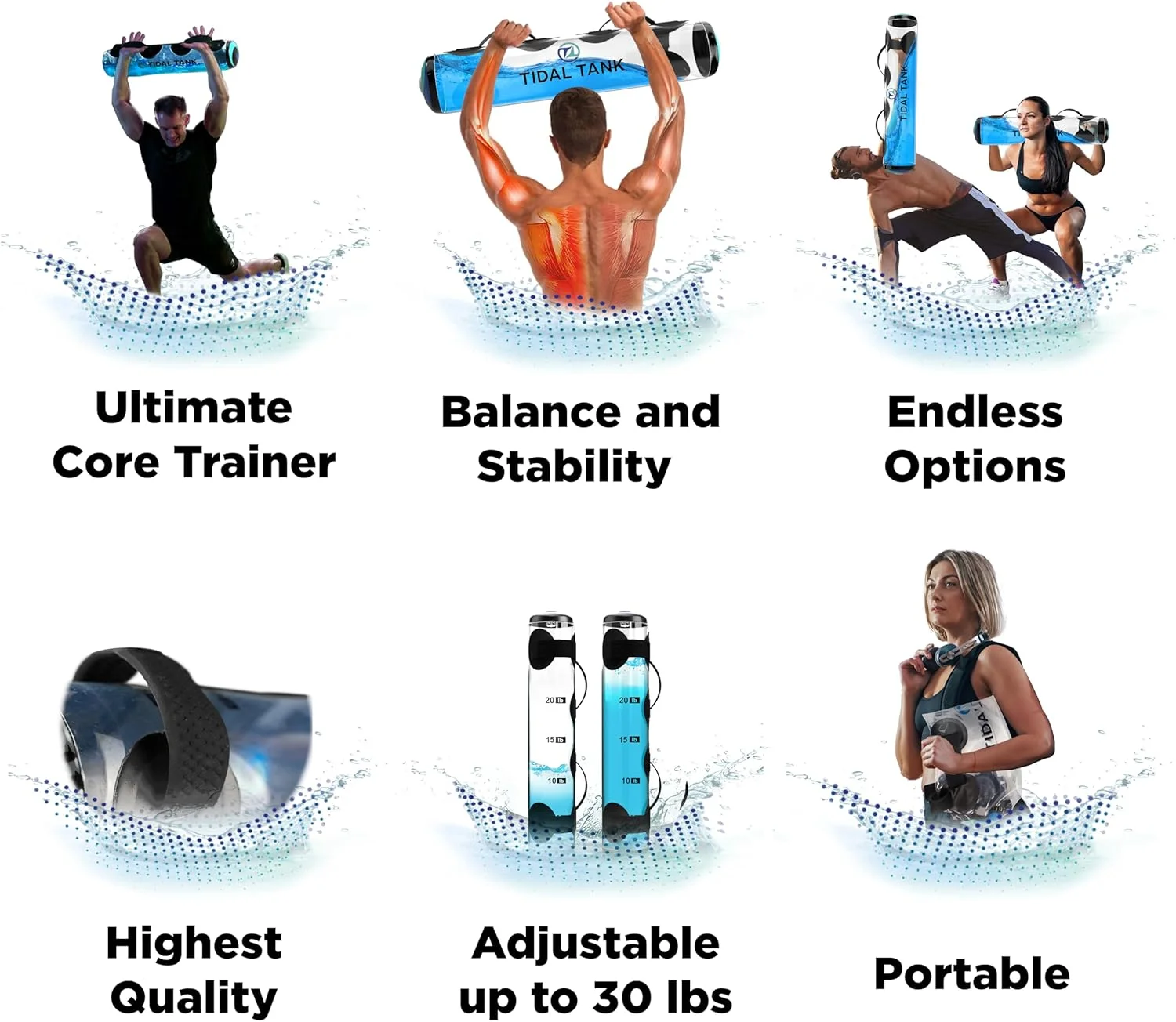 تانک Tidal - جایگزین کیسه شنی 45 پوندی - کیسه آبی قابل تنظیم و پاور بگ با آب - دستگاه هسته و تعادل - تجهیزات تناسب اندام قابل حمل - شامل مرکز آموزش آنلاین… تانک Tidal - جایگزین کیسه شنی 45 پوندی - کیسه آبی قابل تنظیم و پاور بگ با آب - دستگاه هسته و تعادل - تجهیزات تناسب اندام قابل حمل - شامل مرکز آموزش آنلاین…