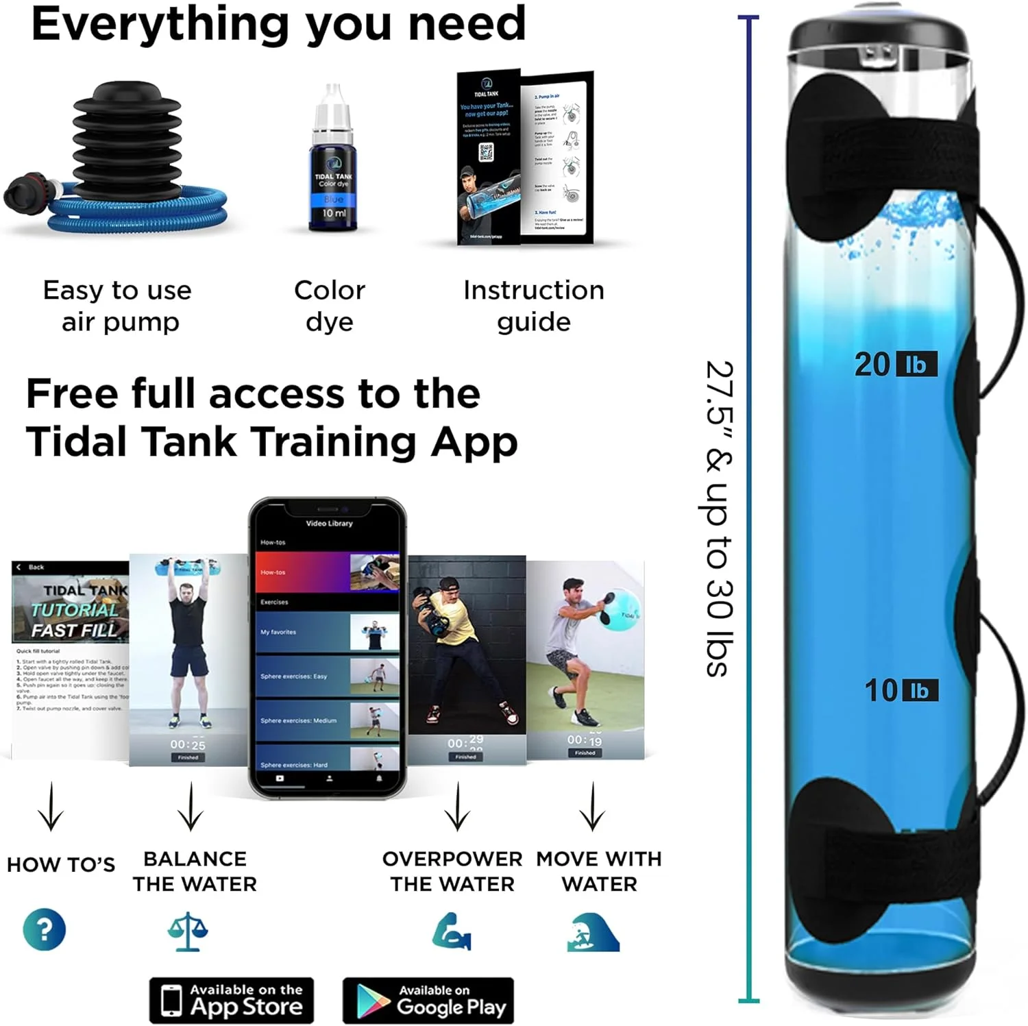 تانک Tidal - جایگزین کیسه شنی 45 پوندی - کیسه آبی قابل تنظیم و پاور بگ با آب - دستگاه هسته و تعادل - تجهیزات تناسب اندام قابل حمل - شامل مرکز آموزش آنلاین… تانک Tidal - جایگزین کیسه شنی 45 پوندی - کیسه آبی قابل تنظیم و پاور بگ با آب - دستگاه هسته و تعادل - تجهیزات تناسب اندام قابل حمل - شامل مرکز آموزش آنلاین…