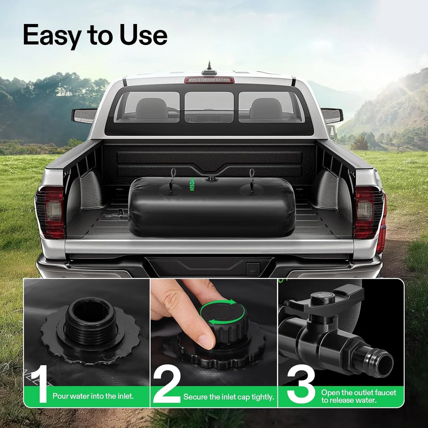 مخزن آب 240 لیتری VIVOSUN، کیسه ذخیره آب تاشو و قابل حمل برای RV، کمپینگ، آبیاری باغ، آبیاری کشاورزی، مقاومت در برابر خشکی، آتش نشانی