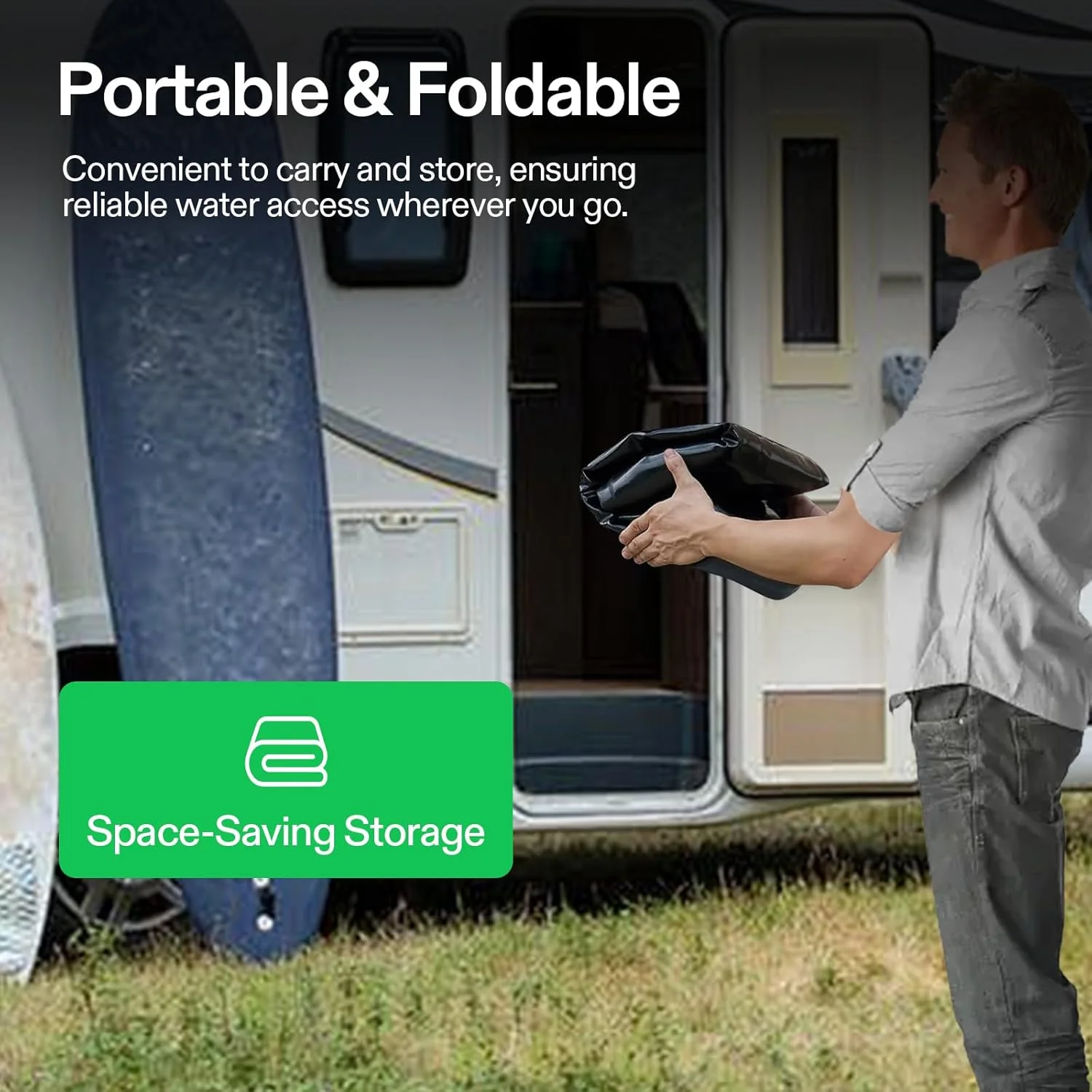 مخزن آب 240 لیتری VIVOSUN، کیسه ذخیره آب تاشو و قابل حمل برای RV، کمپینگ، آبیاری باغ، آبیاری کشاورزی، مقاومت در برابر خشکی، آتش نشانی