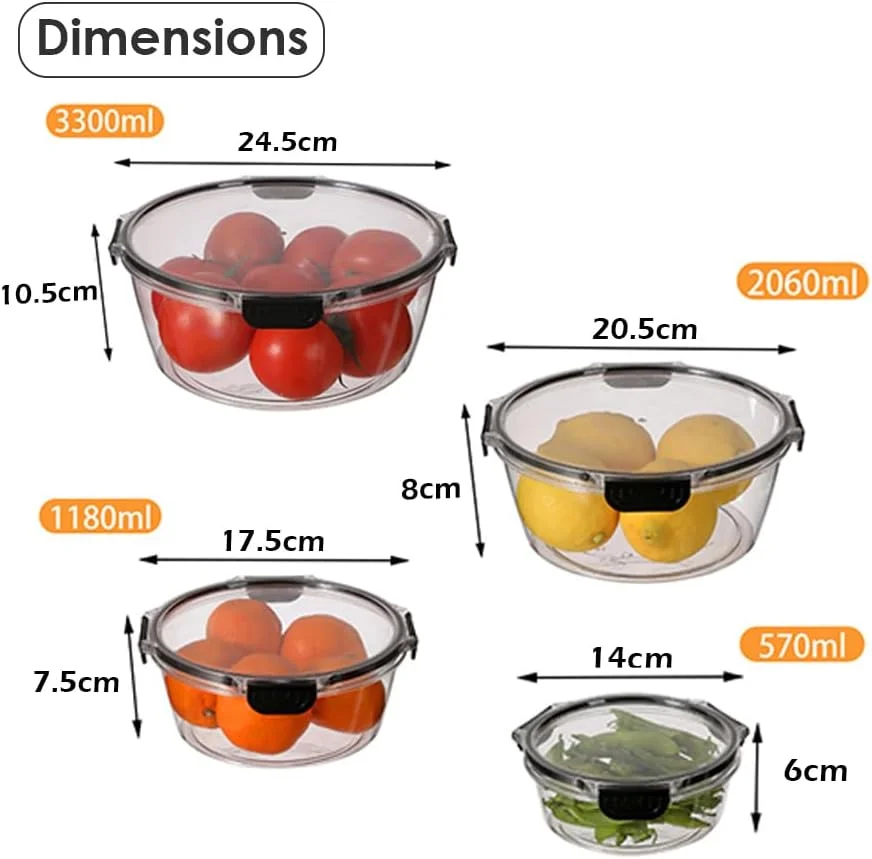 ست 4 تکه ظروف نگهداری مواد غذایی HEXAR®، ظروف نگهداری آشپزخانه PET با درب، ضد هوا و ضد نشت، قابل چیدن، ایده آل برای آماده سازی غذا، باقیمانده غذا و سازماندهی آشپزخانه ست 4 تکه ظروف نگهداری مواد غذایی HEXAR®، ظروف نگهداری آشپزخانه PET با درب، ضد هوا و ضد نشت، قابل چیدن، ایده آل برای آماده سازی غذا، باقیمانده غذا و سازماندهی آشپزخانه