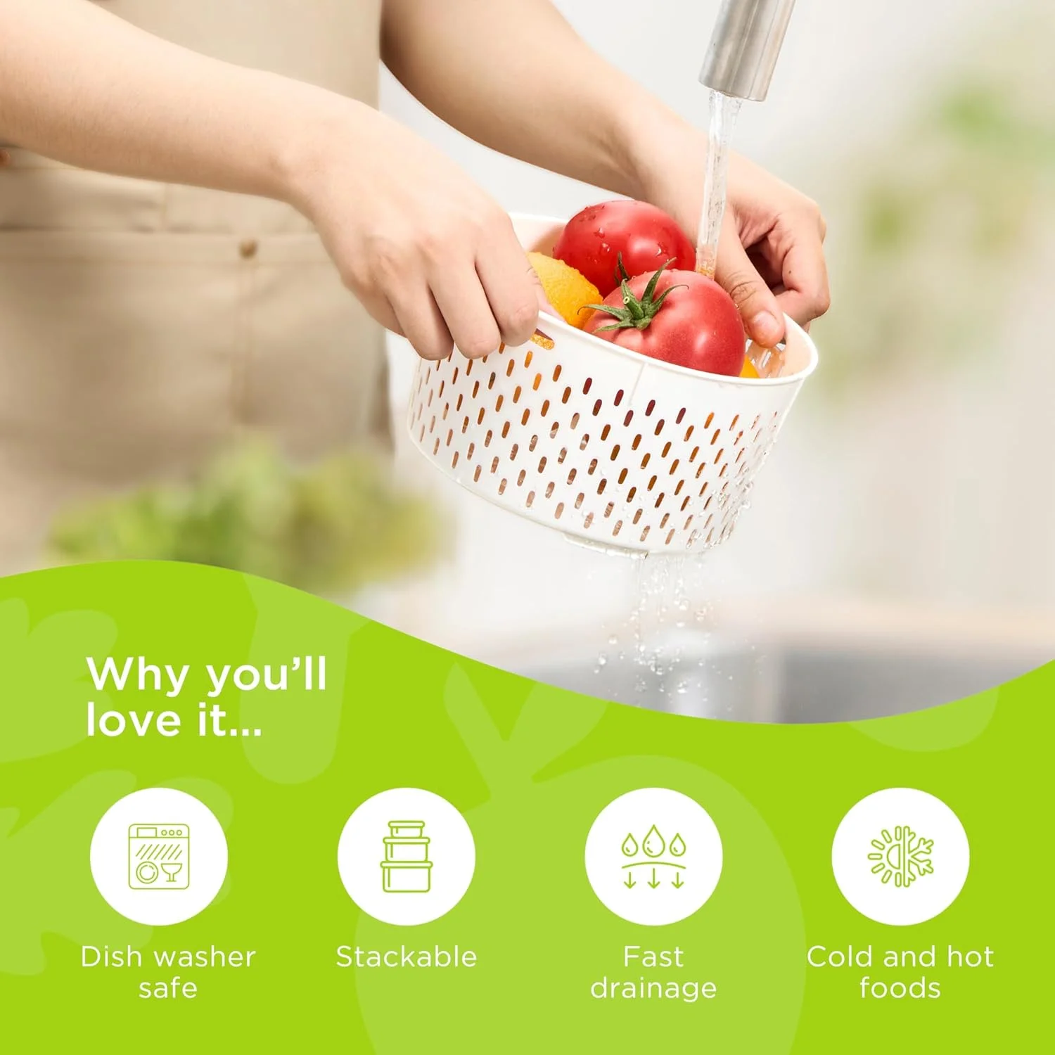 ظروف نگهداری میوه برای یخچال با آبکش های جداشدنی، ظروف سازمان دهنده ضد نشت یخچال، ظروف نگهداری مواد غذایی بدون BPA برای تازه نگه داشتن میوه ها، سبزیجات، انواع توت ها، گوشت (4 عدد)