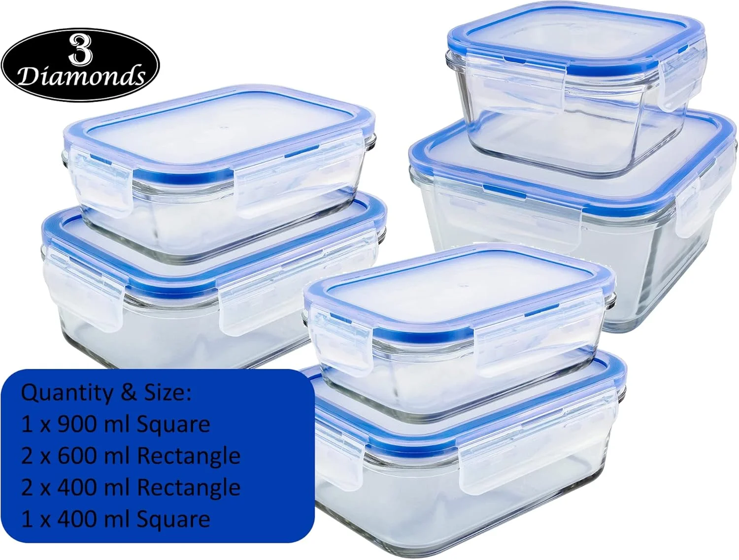 ظروف شیشه ای با درب های قفل دار بدون BPA، ظروف نگهداری مواد غذایی 100% ضد نشت، ظروف نگهداری فریزر با درب های محکم، ظروف نگهداری مواد غذایی شیشه ای (مجموعه 6 عددی)