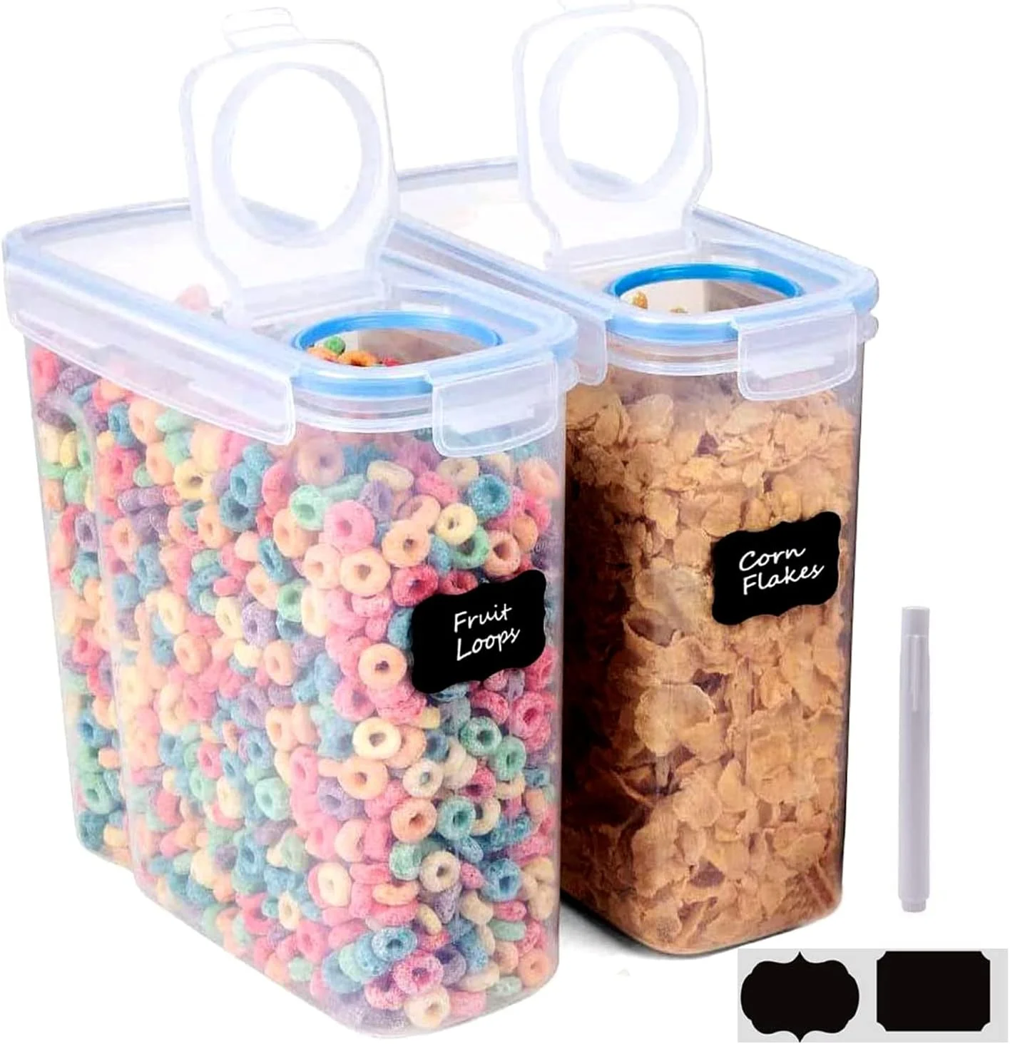 ظروف نگهداری غلات و مواد غذایی خشک Valuxe، سازمان دهنده آشپزخانه پلاستیکی درب دار، مجموعه 2 عددی [2.5 لیتر] برای شکر، آرد، تنقلات، لوازم پخت و پز، جعبه های قابل چیدن بدون BPA با درب های قفل شونده