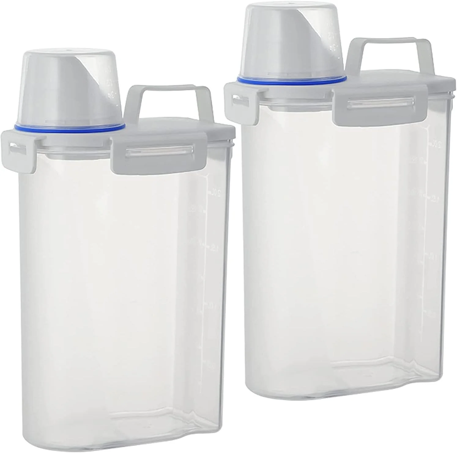 ست ظروف نگهداری غلات پریمیفای 2 عددی | ظرف نگهداری مواد غذایی 2.5 لیتری / 2 کیلوگرمی با درب محکم | سطل/دیسپنسر نگهداری برنج پلاستیکی بدون BPA + پیمانه اندازه گیری و دهانه خروجی