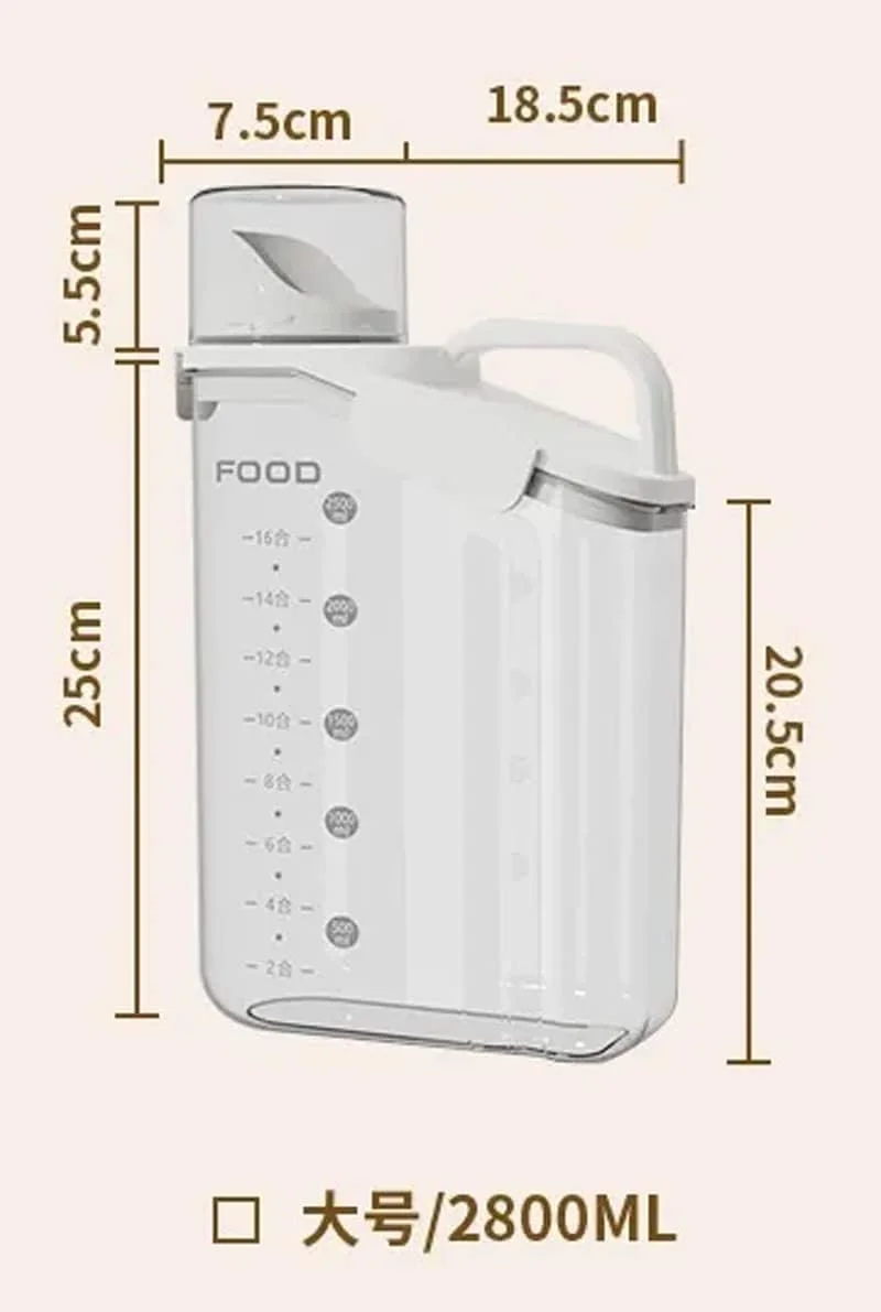 ست 3 تکه ظروف نگهداری غلات پریمیفای | ظرف نگهداری مواد غذایی با کیفیت عالی و ظرفیت 2.8 لیتر / 2.8 کیلوگرم | سطل/دیسپنسر نگهداری برنج پلاستیکی بدون BPA + پیمانه اندازه گیری و دهانه خروجی