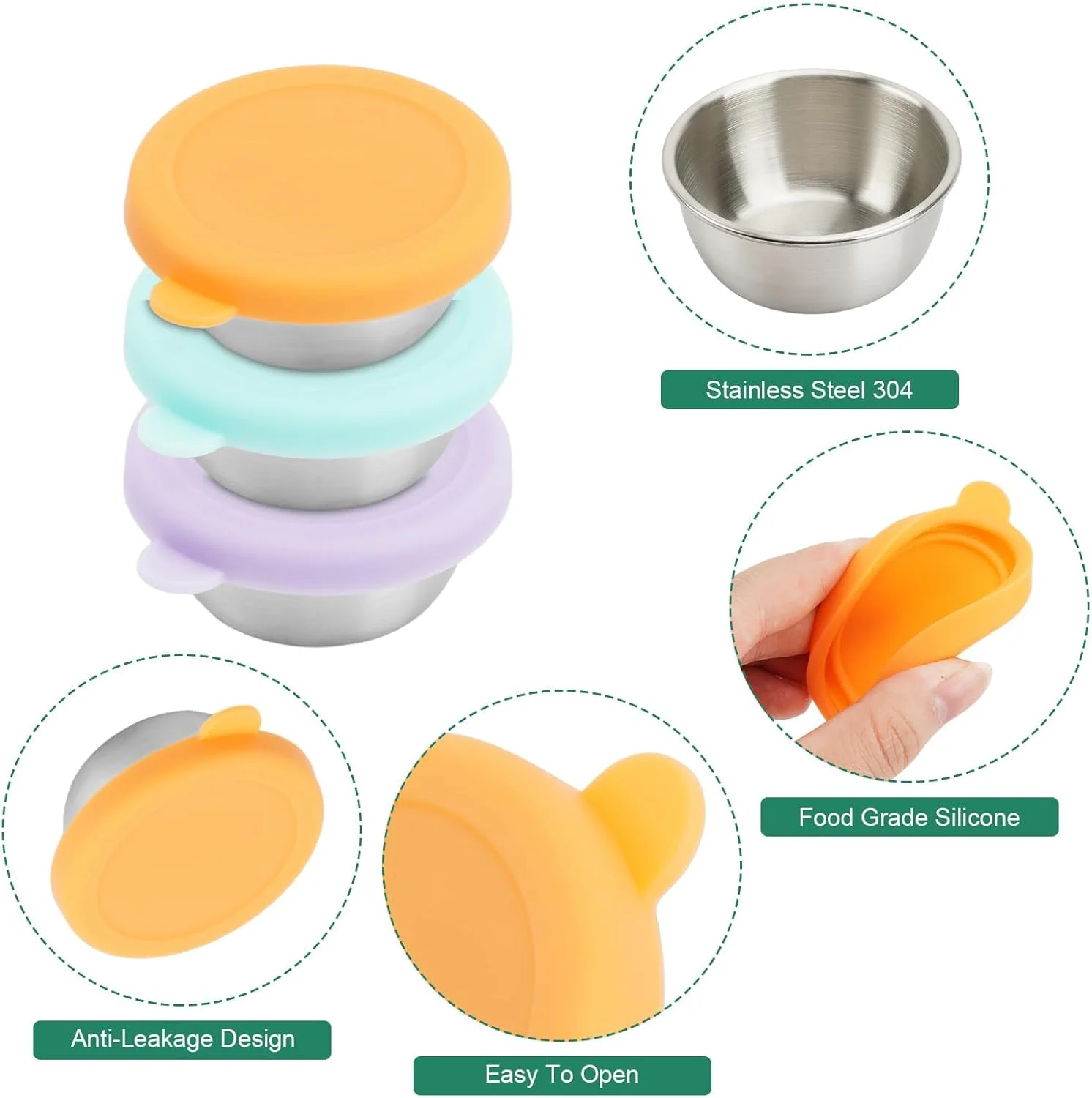 ظروف کوچک غذا 3 عددی، ظرف سس سالاد 50 میلی لیتری برای جعبه ناهار، ظرف سس کوچک استیل ضد زنگ با درب سیلیکونی ضد نشت، ظرف تنقلات کوچک برای کودکان، ظروف نگهداری غذا برای مدرسه، مسافرت ظروف کوچک غذا 3 عددی، ظرف سس سالاد 50 میلی لیتری برای جعبه ناهار، ظرف سس کوچک استیل ضد زنگ با درب سیلیکونی ضد نشت، ظرف تنقلات کوچک برای کودکان، ظروف نگهداری غذا برای مدرسه، مسافرت