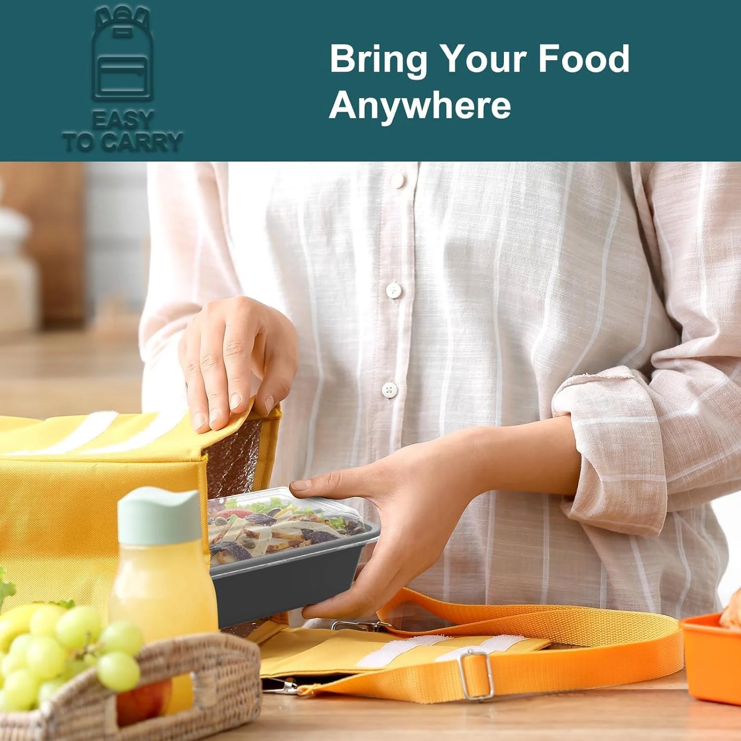 ظروف آماده سازی غذا الفخامه 700 میلی لیتری [12 عدد] تک قسمتی با درب، ظروف نگهداری غذا، جعبه بنتو، بدون BPA، قابل چیدن، قابل استفاده در مایکروویو/ماشین ظرفشویی/فریزر - بسته 12 عددی