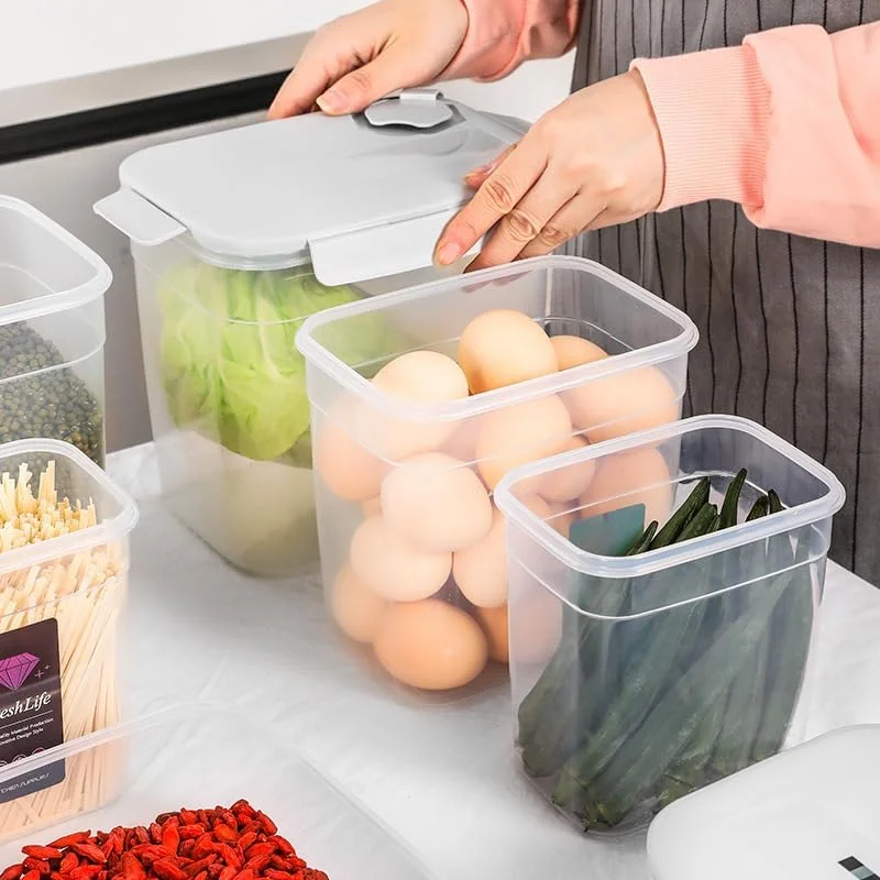 ست ظروف نگهداری مواد غذایی، ظروف سازماندهی آشپزخانه درب دار و هواگیر، بدون BPA، جعبه های پلاستیکی قابل چیدن برای نگهداری مواد غذایی در یخچال، بسته 3 عددی ست ظروف نگهداری مواد غذایی، ظروف سازماندهی آشپزخانه درب دار و هواگیر، بدون BPA، جعبه های پلاستیکی قابل چیدن برای نگهداری مواد غذایی در یخچال، بسته 3 عددی