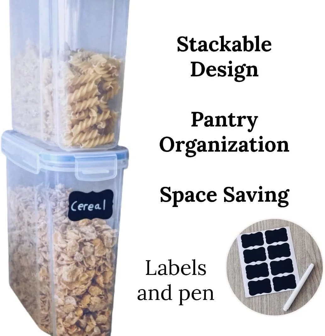 ظروف نگهداری غلات و مواد غذایی خشک Valuxe، سازمان دهنده آشپزخانه پلاستیکی دربسته، مجموعه 4 عددی [2.5 لیتر / 85.4 اونس] برای شکر، آرد، تنقلات، لوازم پخت و پز، جعبه های قابل چیدن بدون BPA با درب های قفل شونده