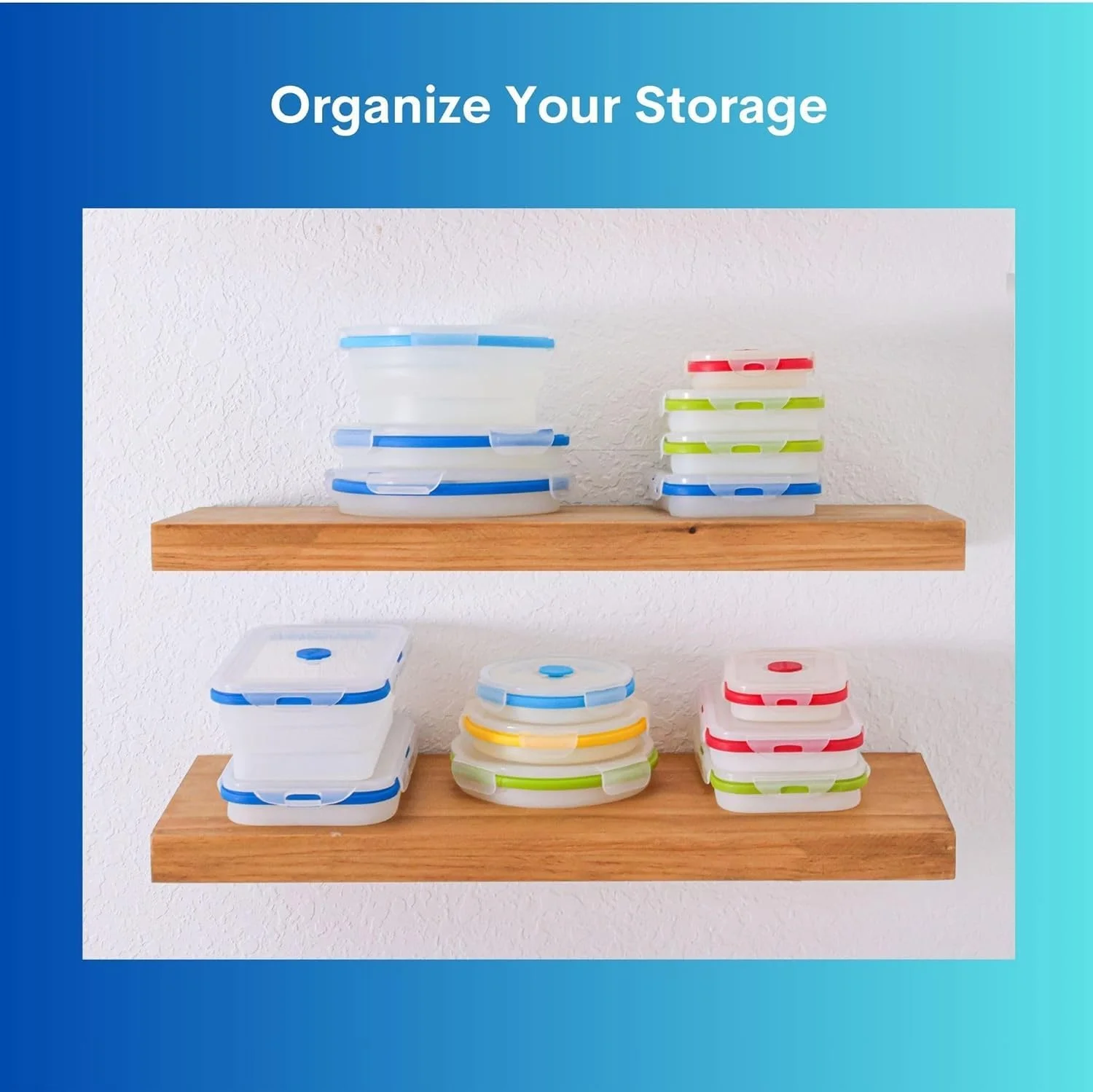 ست 4 عددی ظروف نگهداری غذای سیلیکونی تاشو 800 میلی لیتری Azonee، جعبه ناهار بدون BPA و ضد نشت برای آماده سازی غذا، قابل استفاده در مایکروویو و فریزر، طراحی قابل چیدن