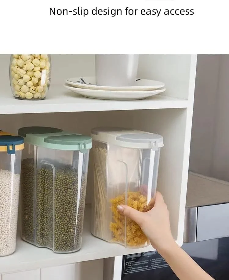 ظروف نگهداری غلات و مواد غذایی خشک والاکس | ست 2 عددی ظروف پلاستیکی درب دار آشپزخانه | هر جعبه غلات 2.5 لیتری با 2 قسمت جداکننده | بدون BPA | قابل شستشو در ماشین ظرفشویی و استفاده در مایکروویو ظروف نگهداری غلات و مواد غذایی خشک والاکس | ست 2 عددی ظروف پلاستیکی درب دار آشپزخانه | هر جعبه غلات 2.5 لیتری با 2 قسمت جداکننده | بدون BPA | قابل شستشو در ماشین ظرفشویی و استفاده در مایکروویو