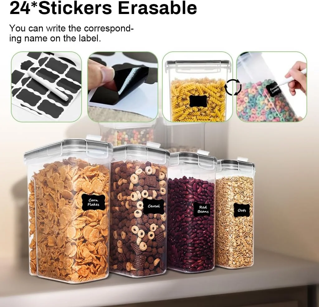 ظروف نگهداری غلات و مواد غذایی خشک Supvox®، سازمان دهنده پلاستیکی آشپزخانه دربسته، با خروجی ریزش و ظرف نگهداری مواد غذایی بدون BPA، برای شکر، آرد، تنقلات، لوازم پخت (4 عدد) ظروف نگهداری غلات و مواد غذایی خشک Supvox®، سازمان دهنده پلاستیکی آشپزخانه دربسته، با خروجی ریزش و ظرف نگهداری مواد غذایی بدون BPA، برای شکر، آرد، تنقلات، لوازم پخت (4 عدد)