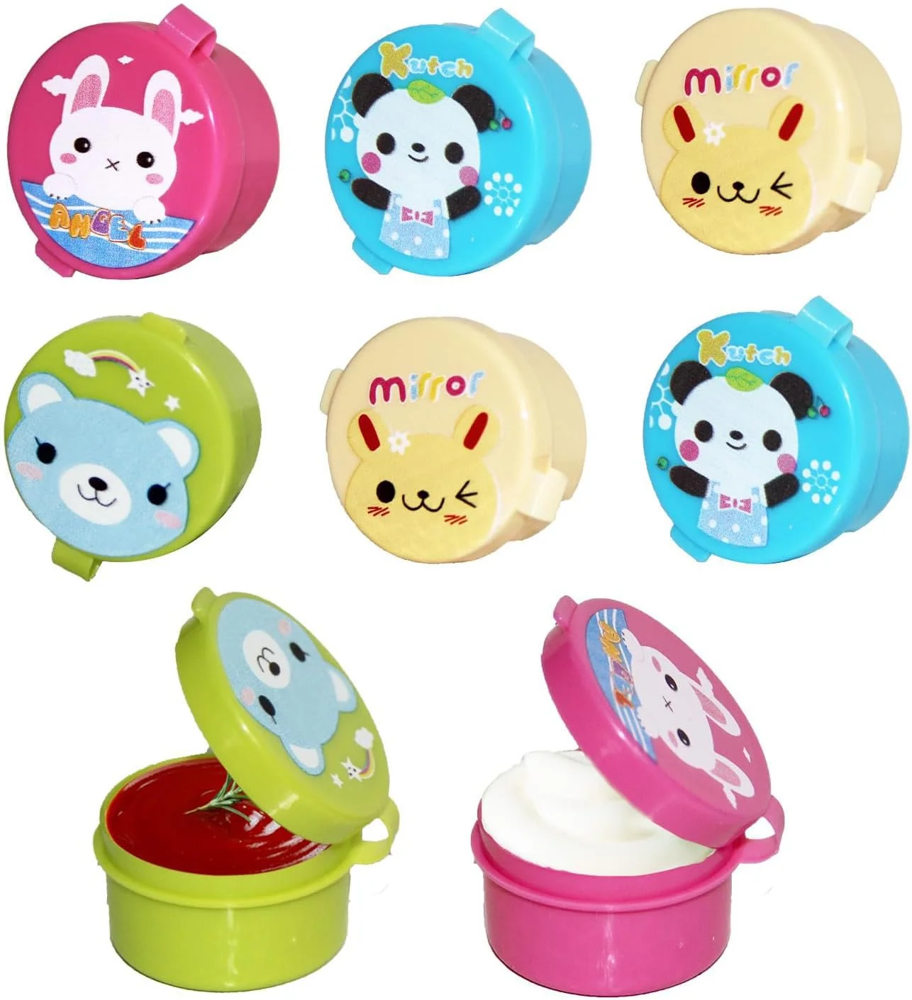 ظرف سس سالاد بیرون بر، ظروف چاشنی کوچک 27 میلی لیتری با درب، فنجان های سس کوچک برای جعبه ناهار، ظروف سس بنتو ضد نشت قابل استفاده مجدد برای لوازم جانبی ناهار بچه ها، طرح حیوانات، 8 عدد