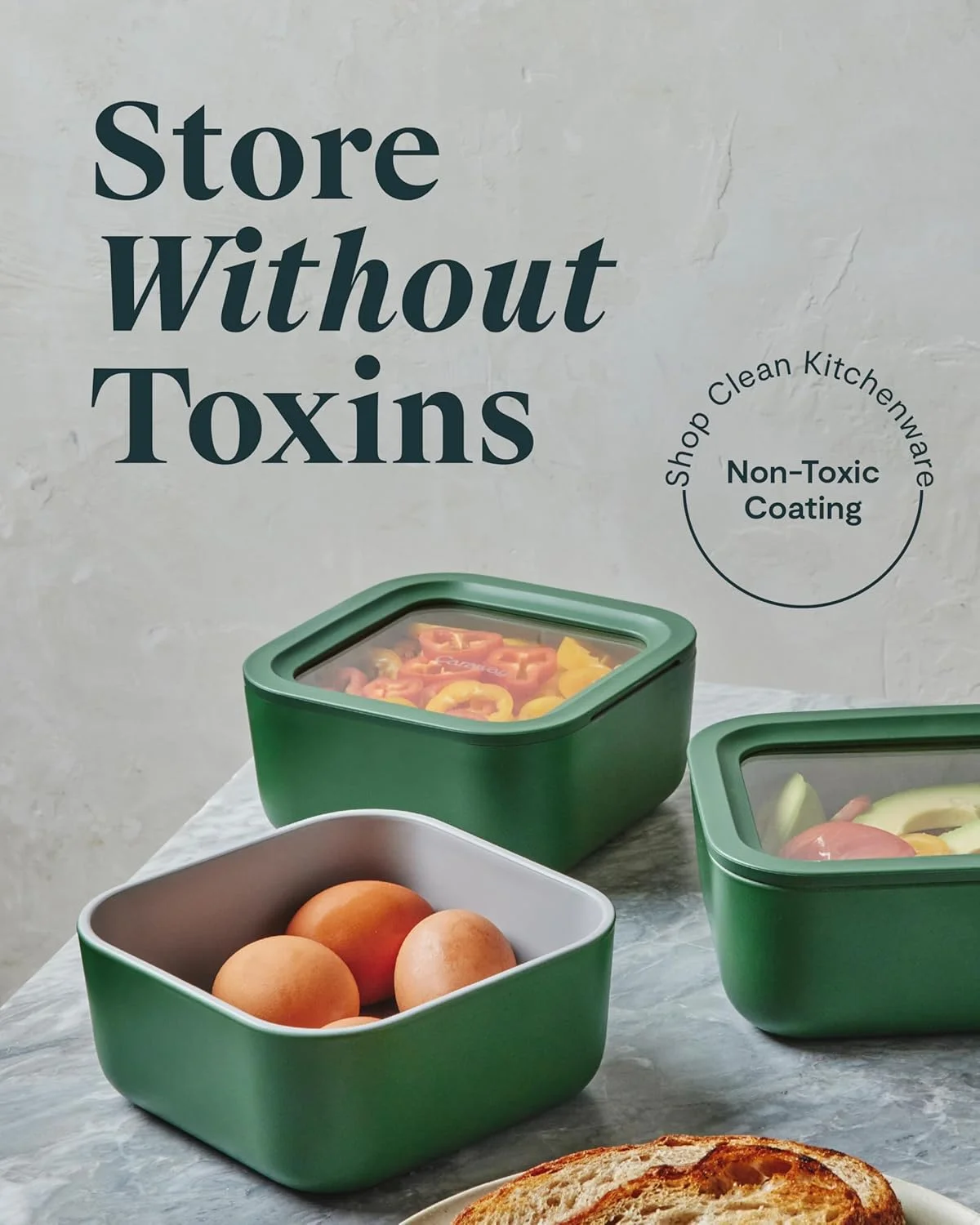 ظرف نگهداری غذای شیشه ای کاراوی، ظرف شیشه ای 4.4 پیمانه، ظرف غذای با روکش سرامیکی، نگهداری آسان، غیر سمی، ظرف ناهار چسبنده با درب شیشه ای. قابل شستشو در ماشین ظرفشویی، قابل استفاده در فر، شکل مربع، سرمه ای