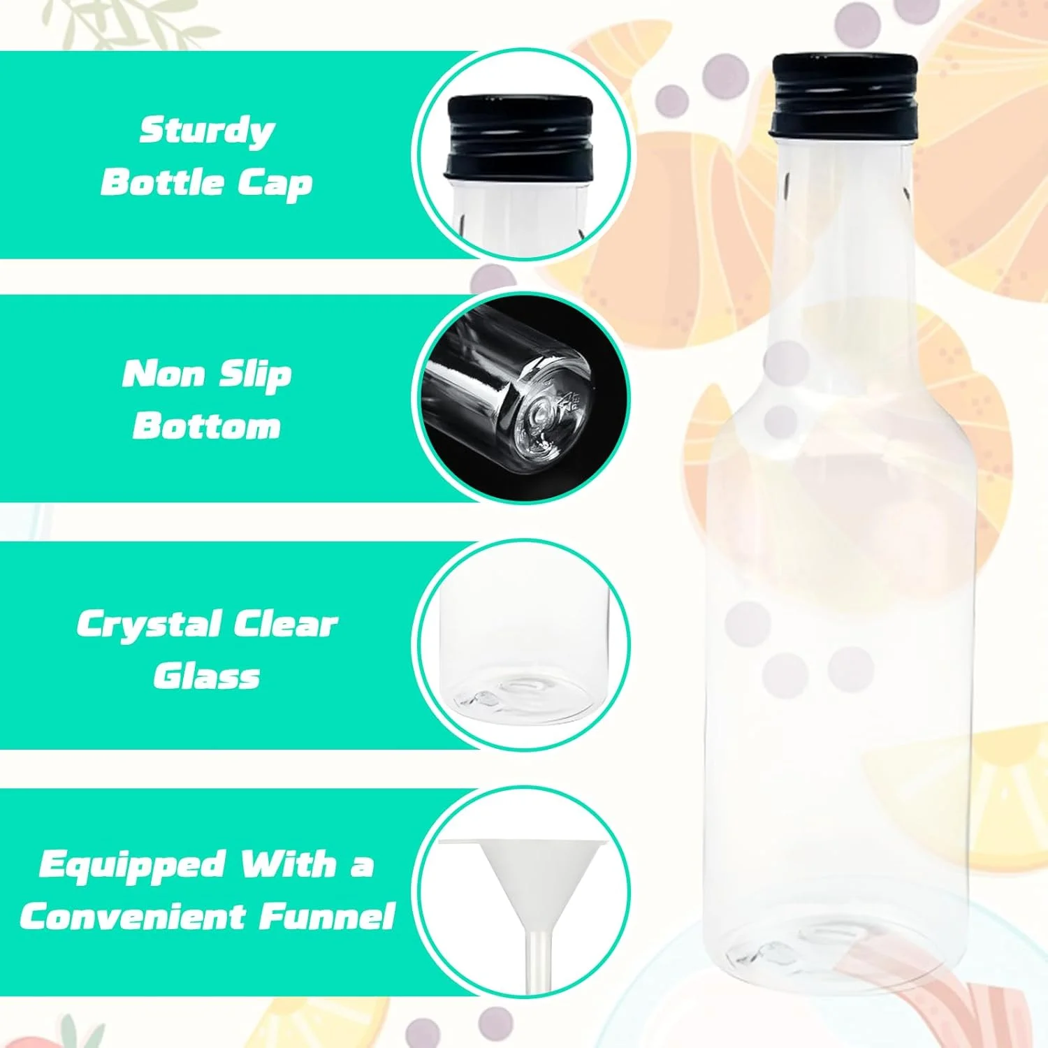 مجموعه 12 عدد بطری کوچک شفاف با درب، بطری نمونه گرد 100 میلی لیتری با قیف، بطری خالی قابل استفاده مجدد، ظروف بطری آب میوه پلاستیکی با برچسب، بطری های پلاستیکی شات زنجبیل (پلاستیک، 100 میلی لیتر)