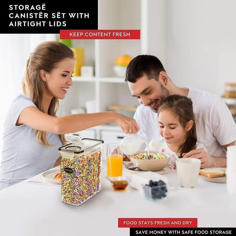 مهمیر® ظروف نگهداری مواد غذایی خشک و غلات، پلاستیکی، بدون BPA، قابل چیدن، با درب های قفل دار (2.5 لیتر) - ست 4 عددی برای شکر، آرد، تنقلات، لوازم پخت و پز (ست 4 عددی) مهمیر® ظروف نگهداری مواد غذایی خشک و غلات، پلاستیکی، بدون BPA، قابل چیدن، با درب های قفل دار (2.5 لیتر) - ست 4 عددی برای شکر، آرد، تنقلات، لوازم پخت و پز (ست 4 عددی)