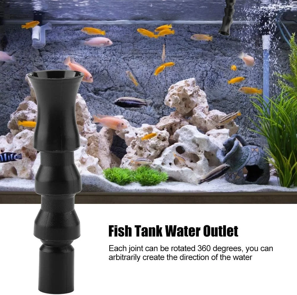 KOSDFOGE Duck Flat Nozzle Flexible 360° Aquarium Fish Tank Water Outlet Tube Rotating Water Feature Kit for Creating Tornado or Waterfall Effects (Round tornado nozzle large size)