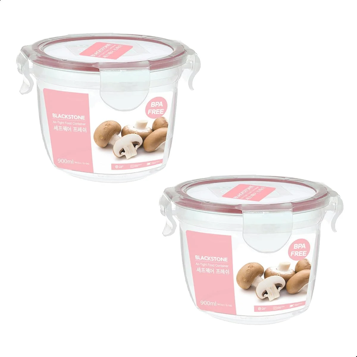 BLACKSTONE Food Container Round 2 Pc Set with Air Tight Lid, Kitchen Food Container for Cookies, Candy, Snack and More