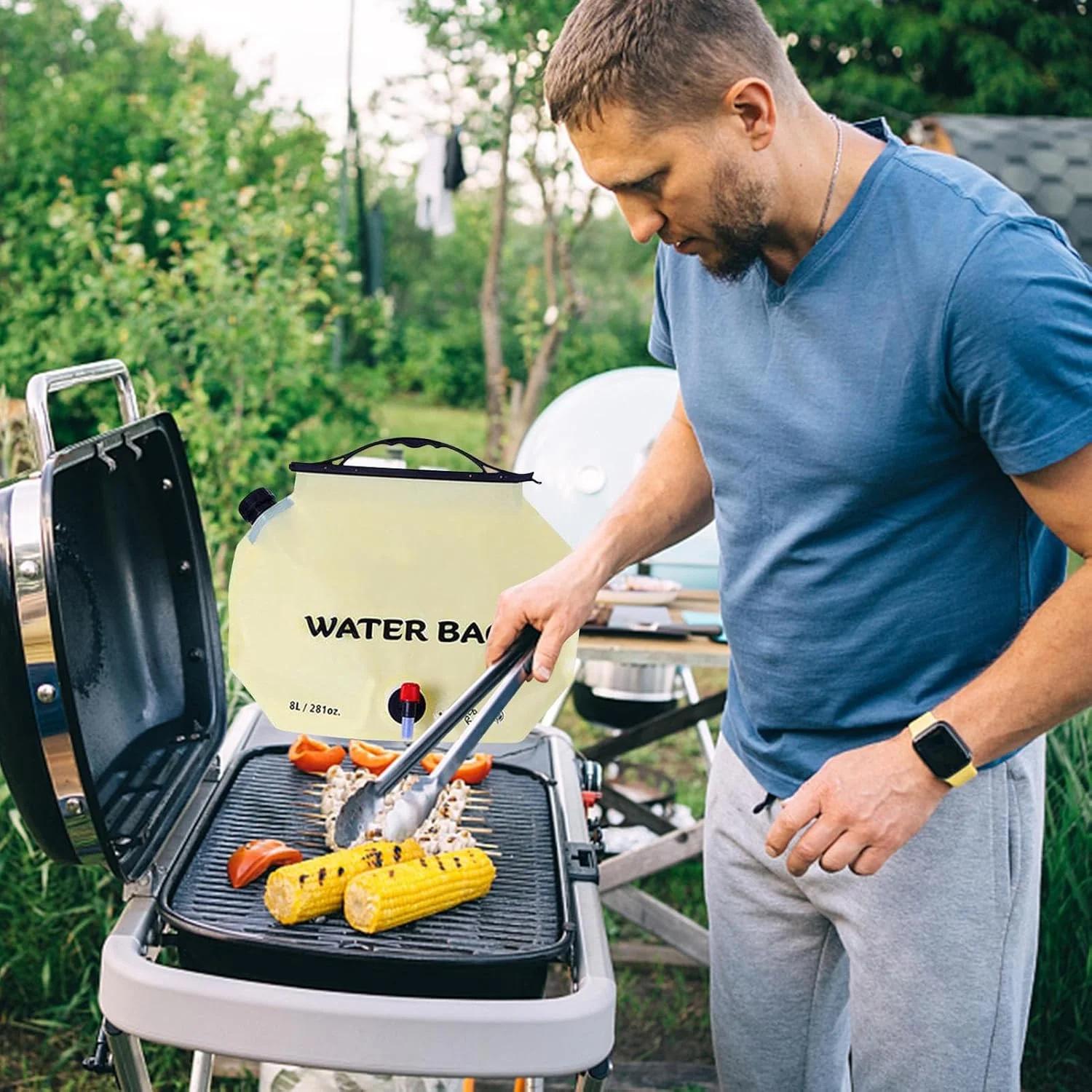 مخزن کیسه آب | کیسه ذخیره آب کمپینگ، کیف تاشو 8 لیتری ضد نشت برای خودرو، مسافرت در فضای باز، آمادگی، پیشگیری از آتش سوزی، پیاده روی، منزل، خودرو، باغ