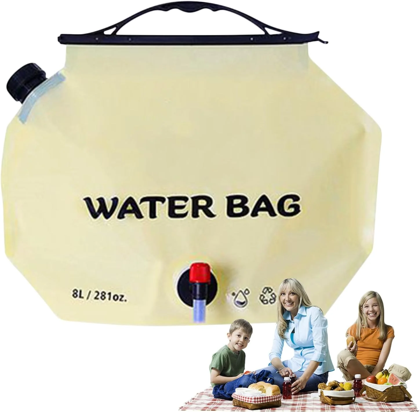 مخزن کیسه آب | کیسه ذخیره آب کمپینگ، کیف تاشو 8 لیتری ضد نشت برای خودرو، مسافرت در فضای باز، آمادگی، پیشگیری از آتش سوزی، پیاده روی، منزل، خودرو، باغ
