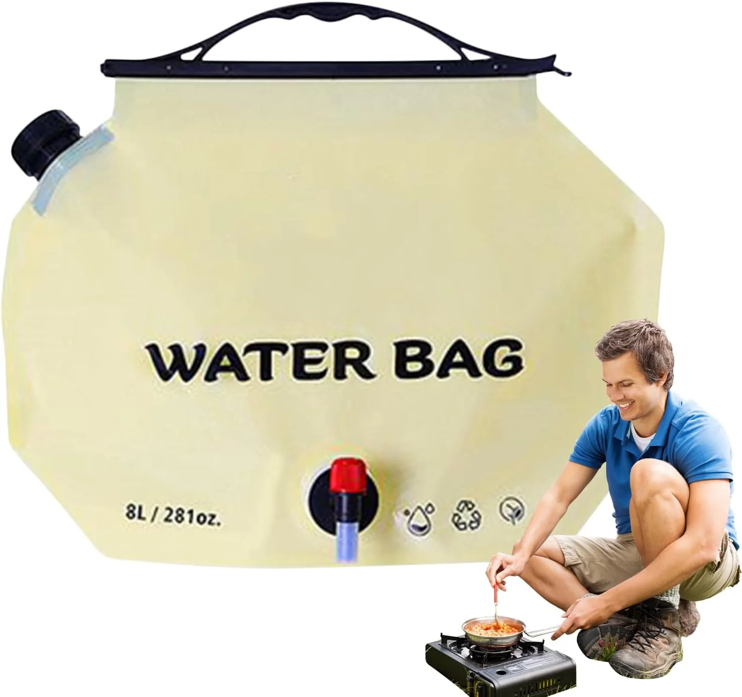مخزن کیسه آب | کیسه ذخیره آب کمپینگ، کیف تاشو 8 لیتری ضد نشت برای خودرو، مسافرت در فضای باز، آمادگی، پیشگیری از آتش سوزی، پیاده روی، منزل، خودرو، باغ