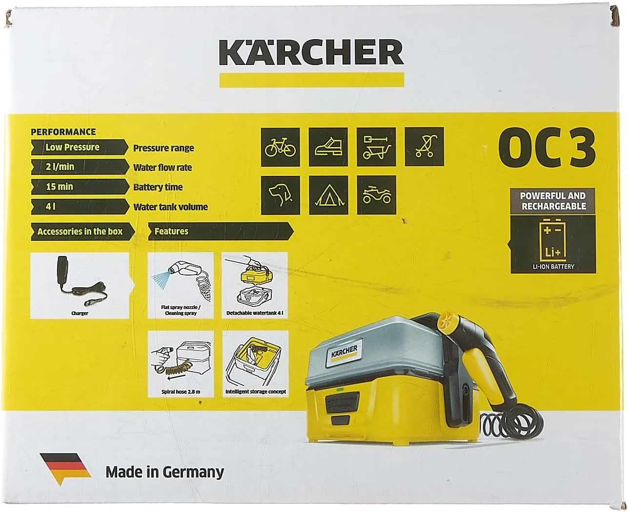 کارواش سیار کارچر مدل OC 3، شوینده قابل حمل برای مصارف سیار، مخزن آب جداشدنی 4 لیتری، باتری لیتیوم-یونی، عمر باتری 15 دقیقه، شلنگ فنری 2.8 متری کارواش سیار کارچر مدل OC 3، شوینده قابل حمل برای مصارف سیار، مخزن آب جداشدنی 4 لیتری، باتری لیتیوم-یونی، عمر باتری 15 دقیقه، شلنگ فنری 2.8 متری