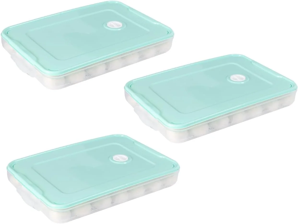 جعبه نگهداری 3 عددی کوفته Benting - سینی نگهدارنده و سازمان دهنده مواد غذایی یخچال با درب - ست ظروف تک لایه قابل چیدن پلاستیکی سبز