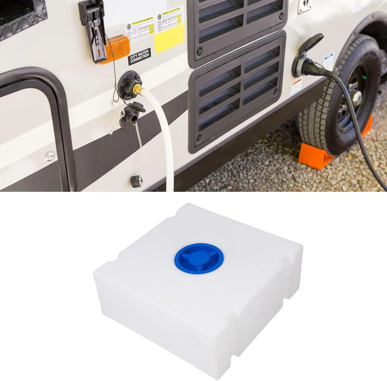 مخزن آب شیرین 45 لیتری Oreilet، مخزن ذخیره آب مربعی 50x50x20 سانتی‌متری برای تریلر، قایق، و яхта، مخزن آب شیرین RV برای نوشیدن و حمل و نقل