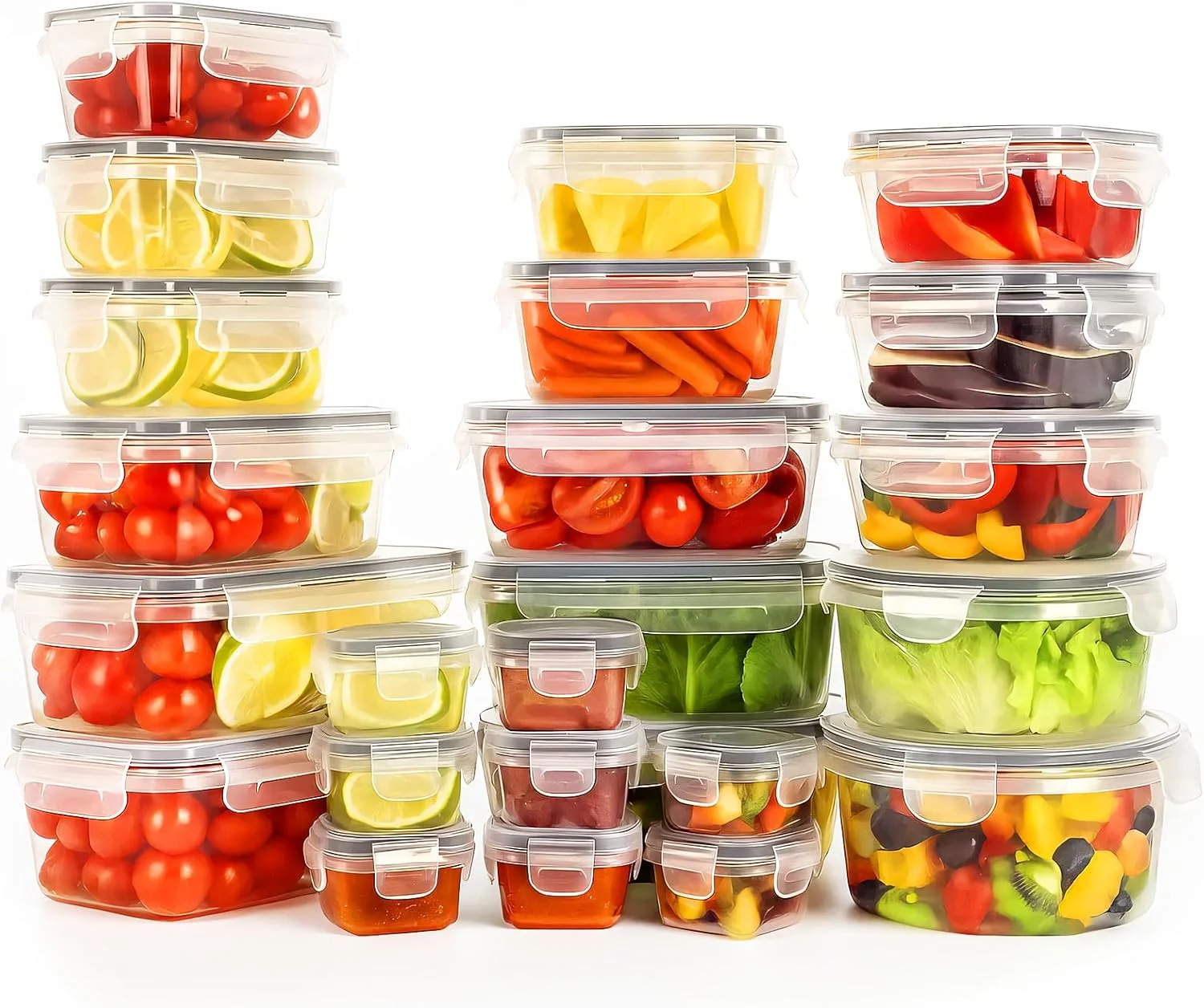 ست 24 عددی ظروف نگهداری مواد غذایی درب‌دار Baytion | بدون BPA، قابل چیدن، قابل استفاده در مایکروویو/ماشین ظرفشویی | ست ظروف پلاستیکی قابل استفاده مجدد و ضد نشت برای آماده‌سازی غذا، فریزر، کمپینگ