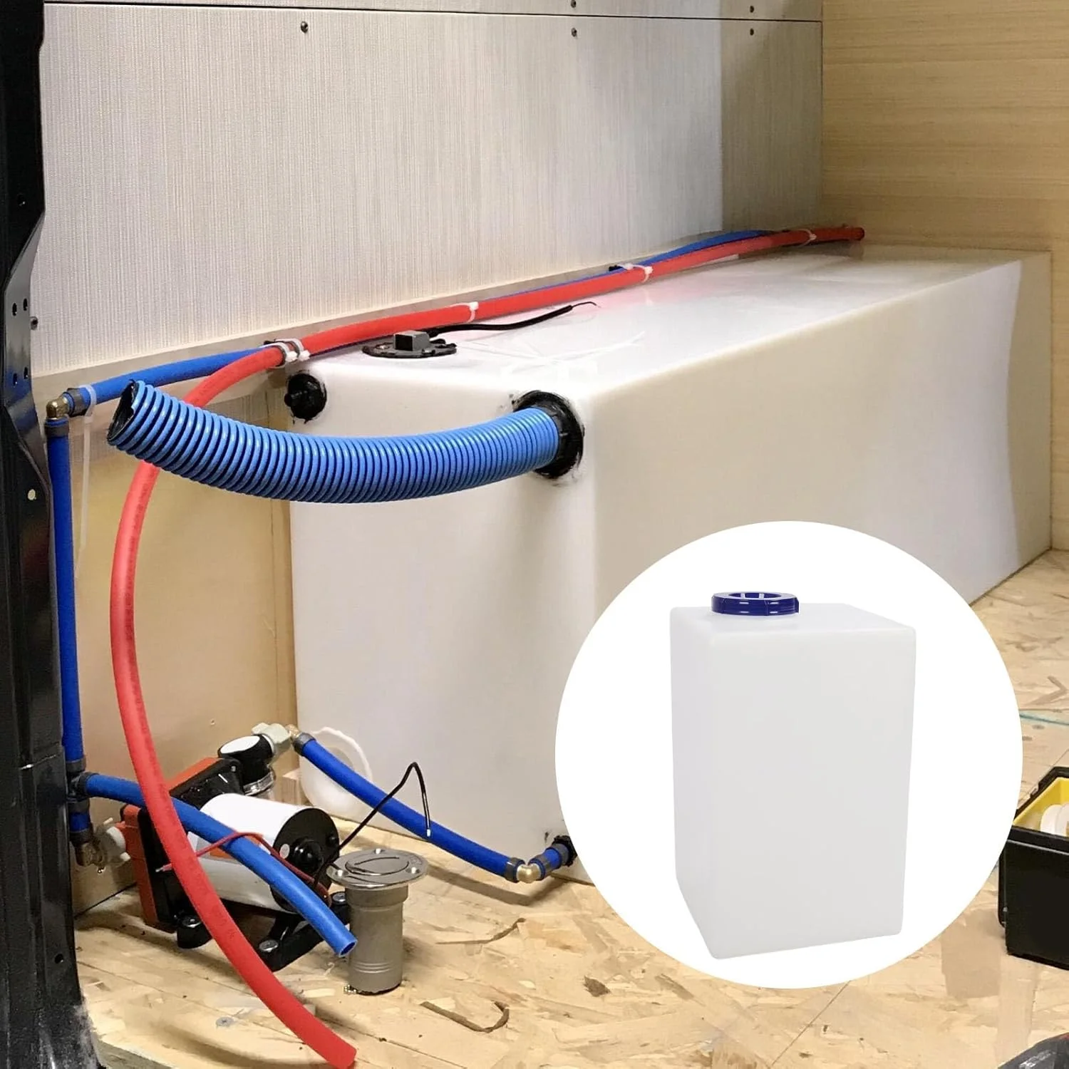 مخزن آب شیرین RV اوریلت، درجه غذایی LLDPE، 42 لیتری، 30x30x47 سانتی متر، مخزن ذخیره آب آشامیدنی برای تریلرها، موتورخانه ها، RV ها، قایق ها، و قایق تفریحی