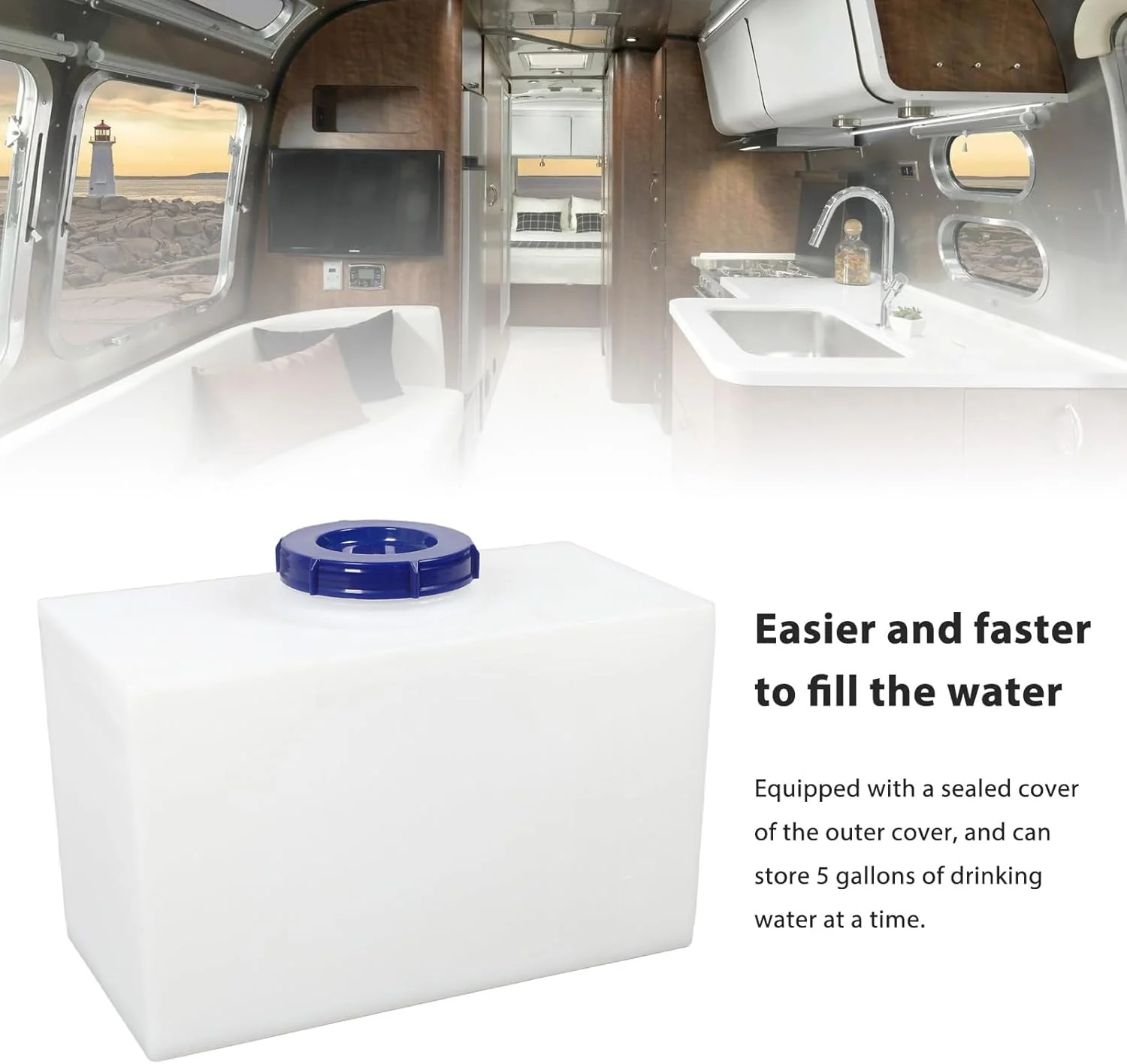 مخزن آب RV Oreilet، مخزن آب شیرین 5 گالنی RV جایگزین برای تریلر قایق تفریحی، برای نوشیدن در کمپینگ، ذخیره سازی و حمل و نقل روزانه آب شیرین