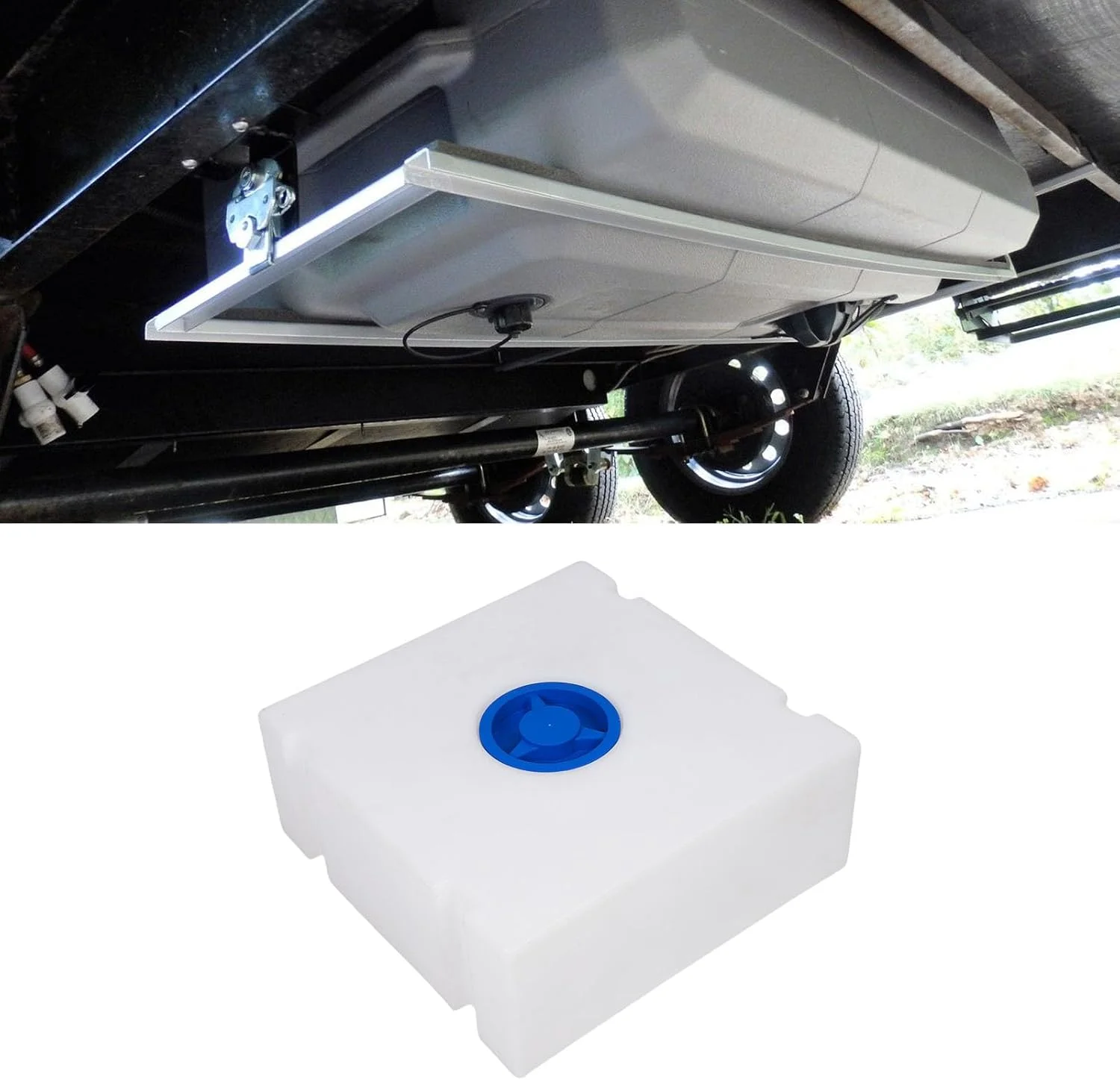 مخزن آب شیرین 45 لیتری Oreilet، مخزن ذخیره آب مربعی 50x50x20 سانتی‌متری برای تریلر، قایق، و яхта، مخزن آب شیرین RV برای نوشیدن و حمل و نقل