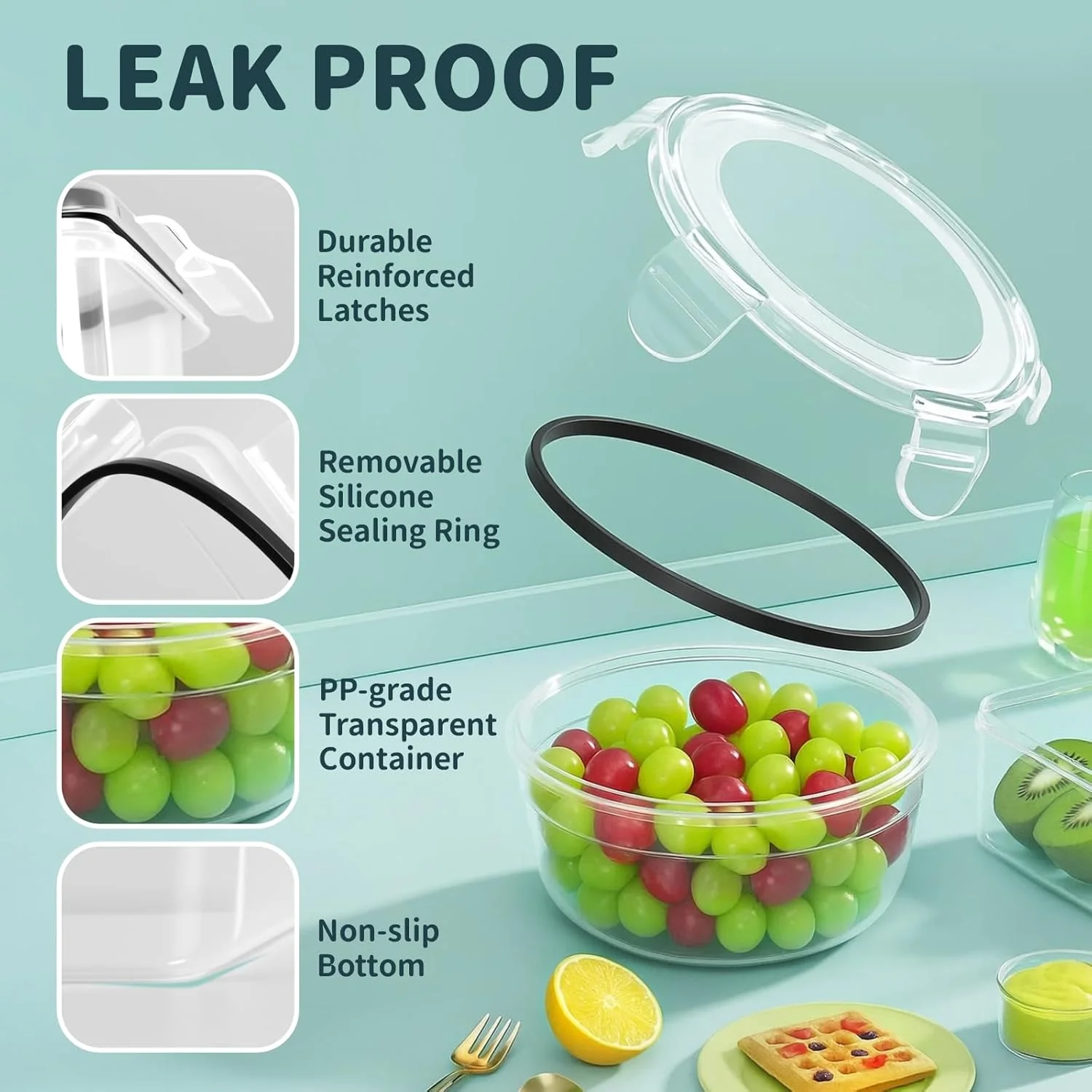 ست 24 عددی ظروف نگهداری مواد غذایی درب‌دار Baytion | بدون BPA، قابل چیدن، قابل استفاده در مایکروویو/ماشین ظرفشویی | ست ظروف پلاستیکی قابل استفاده مجدد و ضد نشت برای آماده‌سازی غذا، فریزر، کمپینگ