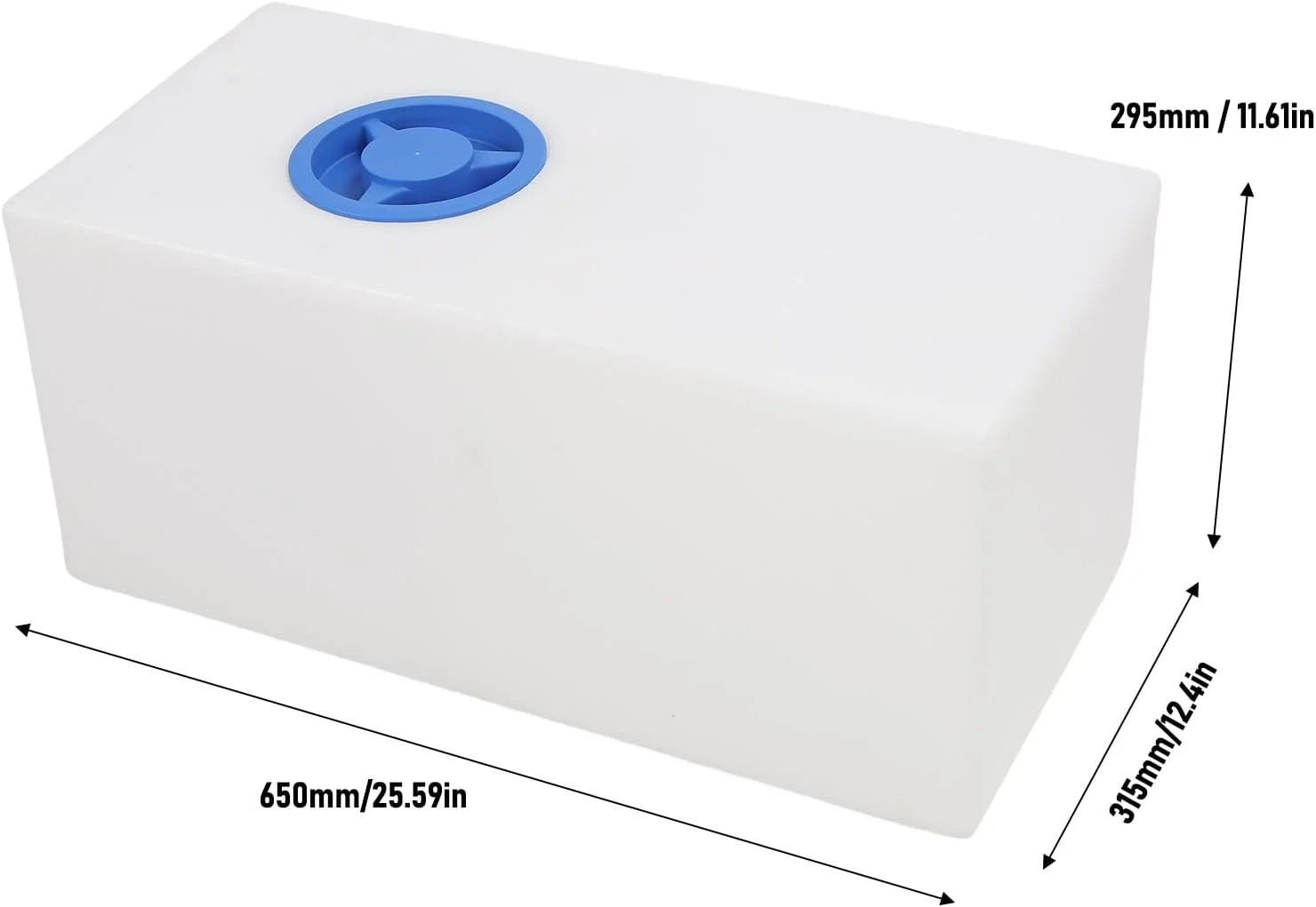 مخزن آب 61 لیتری Oreilet، از جنس پلی اتیلن LLDPE مناسب مواد غذایی، 65x31.5x29.5 سانتی متر، مخزن ذخیره سازی قابل حمل برای تریلرها، قایق ها، قایق تفریحی و خانه های متحرک، مخزن نگهداری آب آشامیدنی