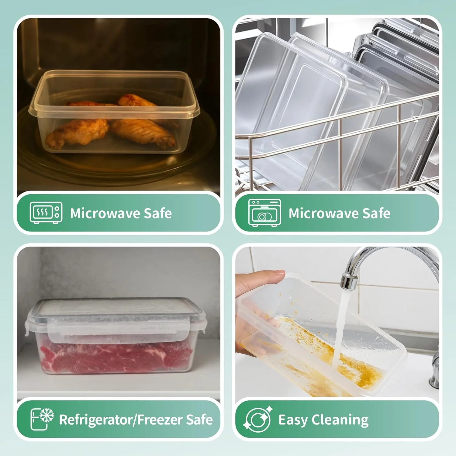 ست 24 عددی ظروف نگهداری مواد غذایی درب‌دار Baytion | بدون BPA، قابل چیدن، قابل استفاده در مایکروویو/ماشین ظرفشویی | ست ظروف پلاستیکی قابل استفاده مجدد و ضد نشت برای آماده‌سازی غذا، فریزر، کمپینگ