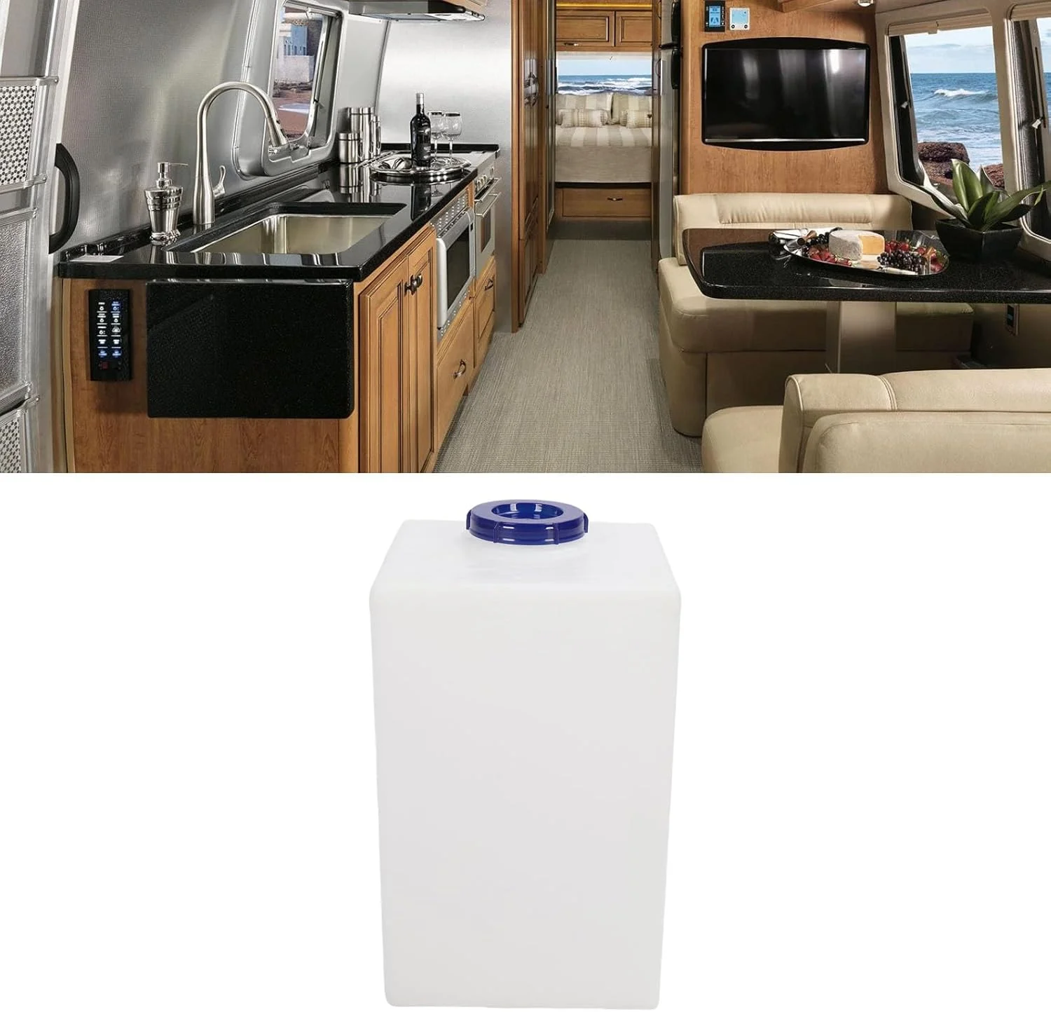 مخزن آب شیرین RV اوریلت، درجه غذایی LLDPE، 42 لیتری، 30x30x47 سانتی متر، مخزن ذخیره آب آشامیدنی برای تریلرها، موتورخانه ها، RV ها، قایق ها، و قایق تفریحی