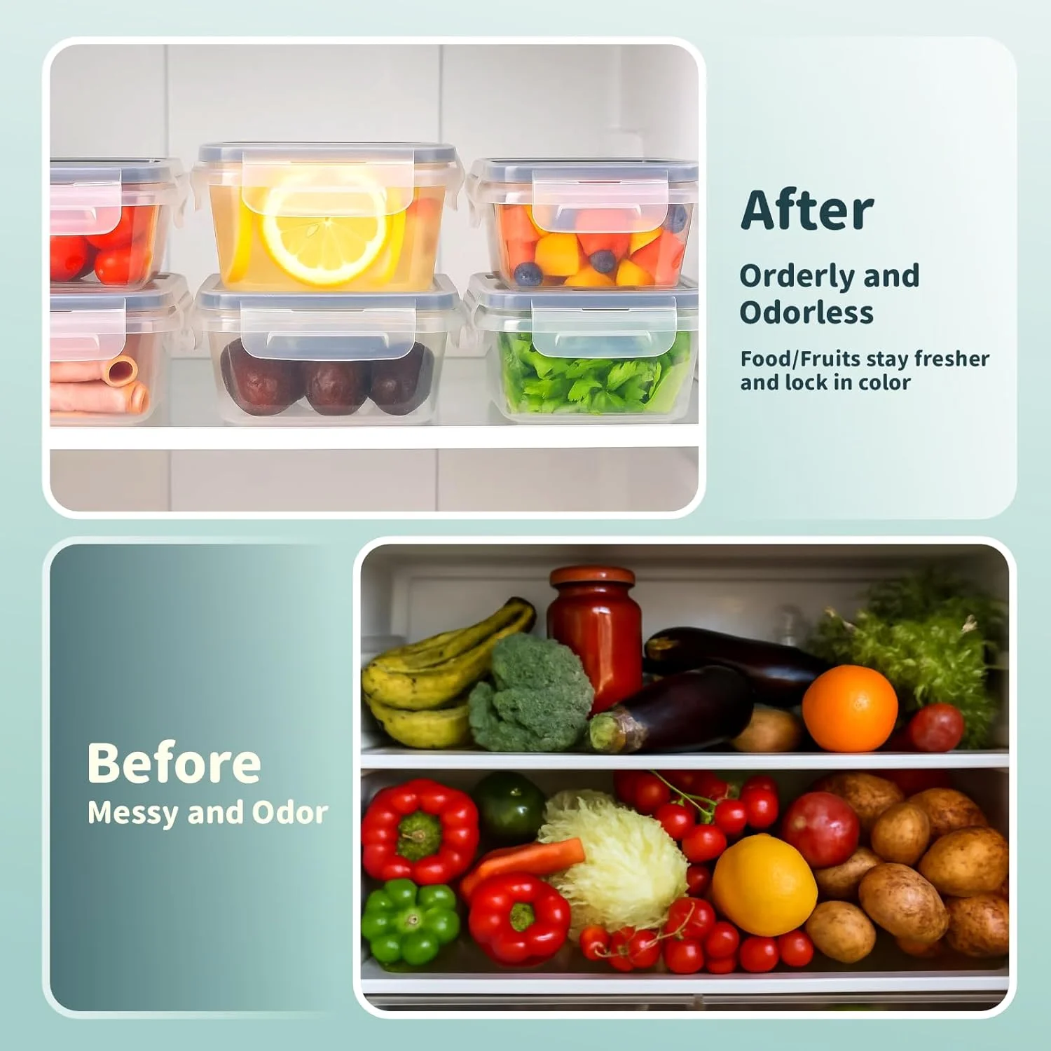 ست 24 عددی ظروف نگهداری مواد غذایی درب‌دار Baytion | بدون BPA، قابل چیدن، قابل استفاده در مایکروویو/ماشین ظرفشویی | ست ظروف پلاستیکی قابل استفاده مجدد و ضد نشت برای آماده‌سازی غذا، فریزر، کمپینگ