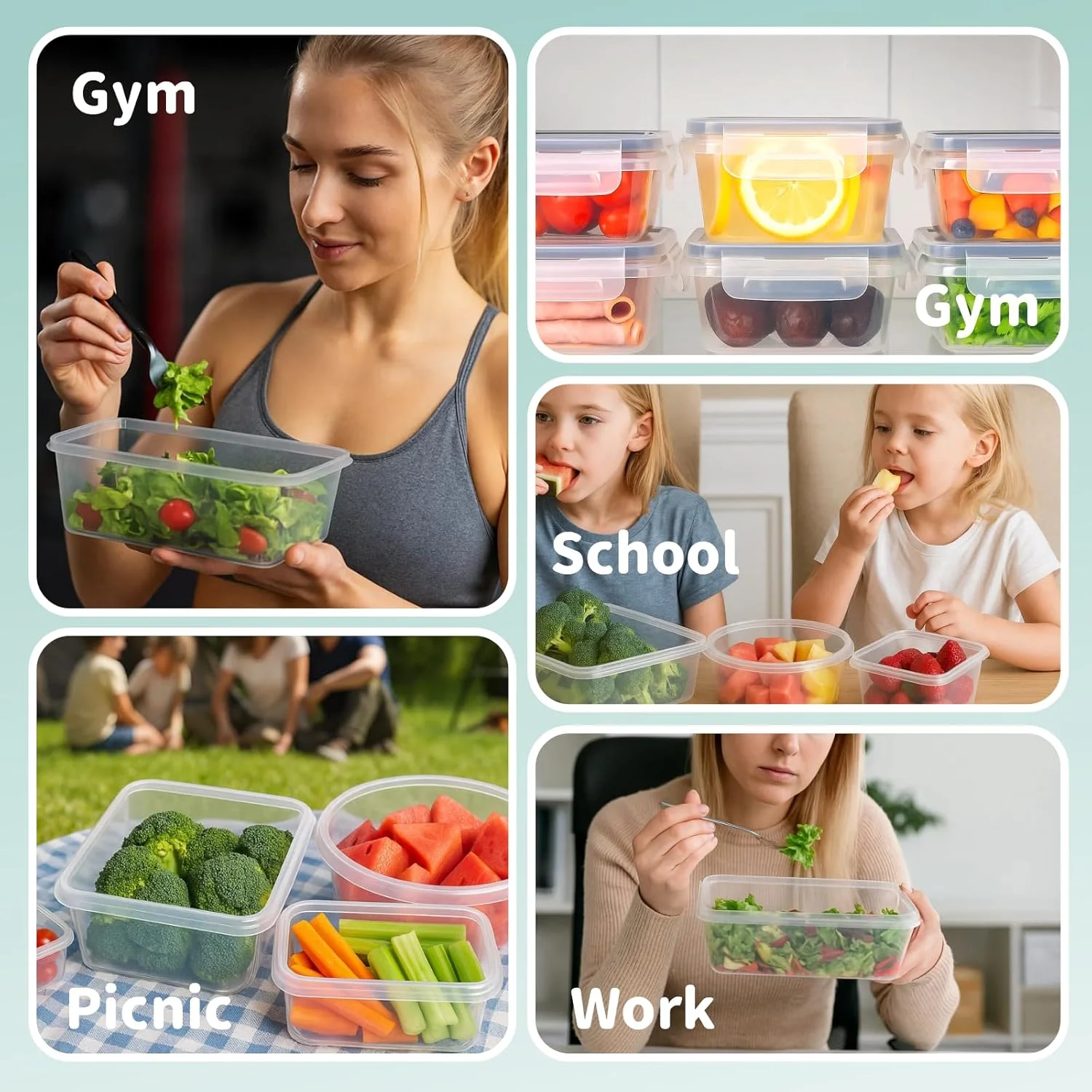 ست 24 عددی ظروف نگهداری مواد غذایی درب‌دار Baytion | بدون BPA، قابل چیدن، قابل استفاده در مایکروویو/ماشین ظرفشویی | ست ظروف پلاستیکی قابل استفاده مجدد و ضد نشت برای آماده‌سازی غذا، فریزر، کمپینگ