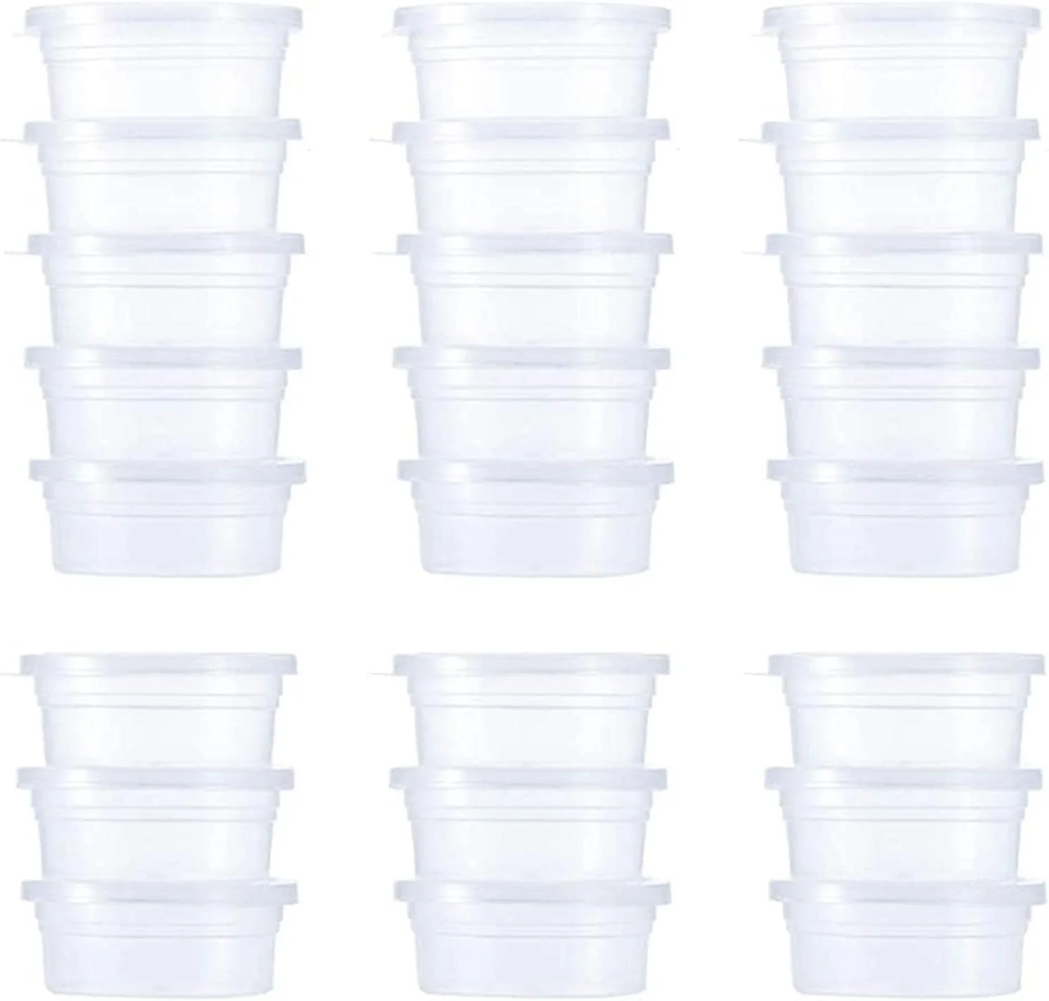 ظروف نگهداری اسلایم آزون، بسته 24 عددی، فنجان های نگهداری توپ فوم پلاستیکی شفاف و ضد نشت، ظروف و شیشه های نگهداری با درب