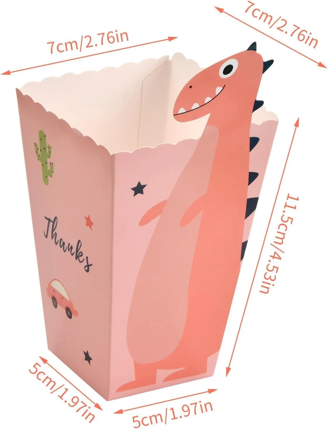 جعبه پاپ کورن آزونی، 24 عدد جعبه پاپ کورن طرح دایناسور، نگهدارنده پاپ کورن کاغذی 4 رنگ، ظروف پاپ کورن مقوایی، جعبه پاپ کورن برای جشن تولد کودکان، شب فیلم، کارناوال و سینما