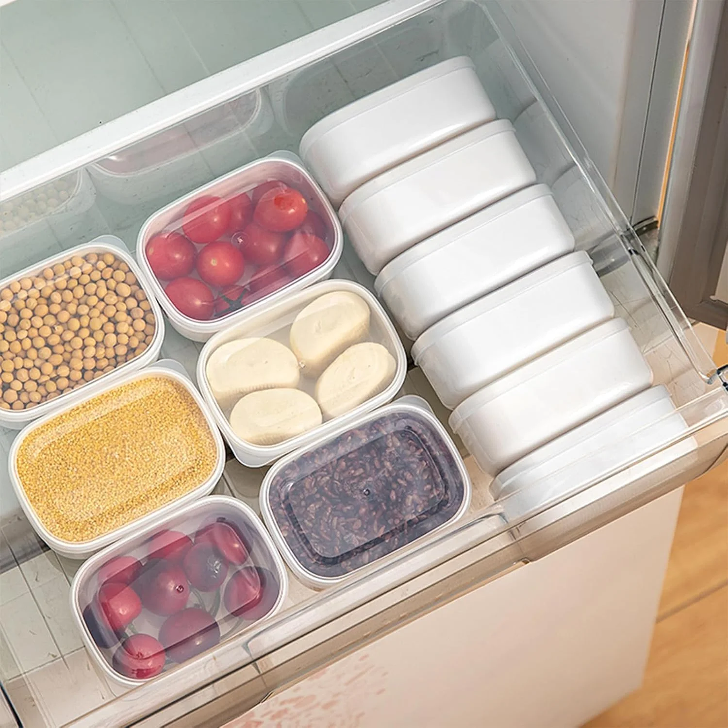 ظروف فریزری مواد غذایی آزونه با درب (8 عدد)، ظروف نگهداری مواد غذایی پلاستیکی بدون BPA برای آماده سازی غذا، ایده آل برای انجماد، نگهداری، اندازه بسیار کوچک - 11cm x 7cm x 4cm