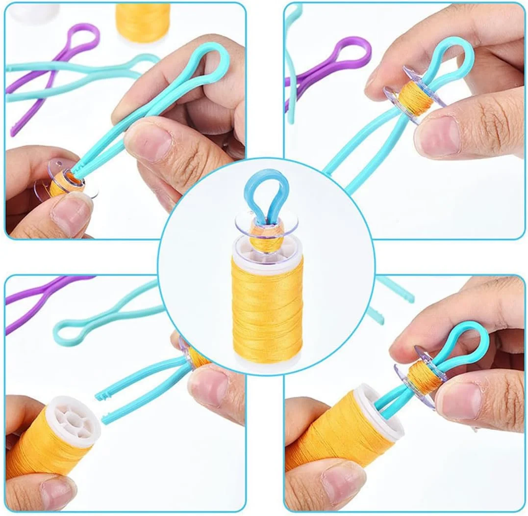 HYRKOTW بسته 3 عددی سوزن نخ کن برای چرخ خیاطی + 3 عدد گیره قرقره، سوزن نخ کن سریع چرخ خیاطی، سوزن زن خودکار، ابزار سوزن نخ کن پلاستیکی HYRKOTW بسته 3 عددی سوزن نخ کن برای چرخ خیاطی + 3 عدد گیره قرقره، سوزن نخ کن سریع چرخ خیاطی، سوزن زن خودکار، ابزار سوزن نخ کن پلاستیکی