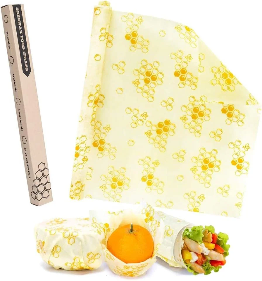 ست روکش غذای موم زنبور عسل AYF، روکش های کاغذی قابل استفاده مجدد، روکش های سازگار با محیط زیست، بسته بندی پایدار برای نگهداری مواد غذایی، جایگزین روکش پلاستیکی برای تازه نگه داشتن غذا، مناسب برای تنقلات، ساندویچ، میوه و نان