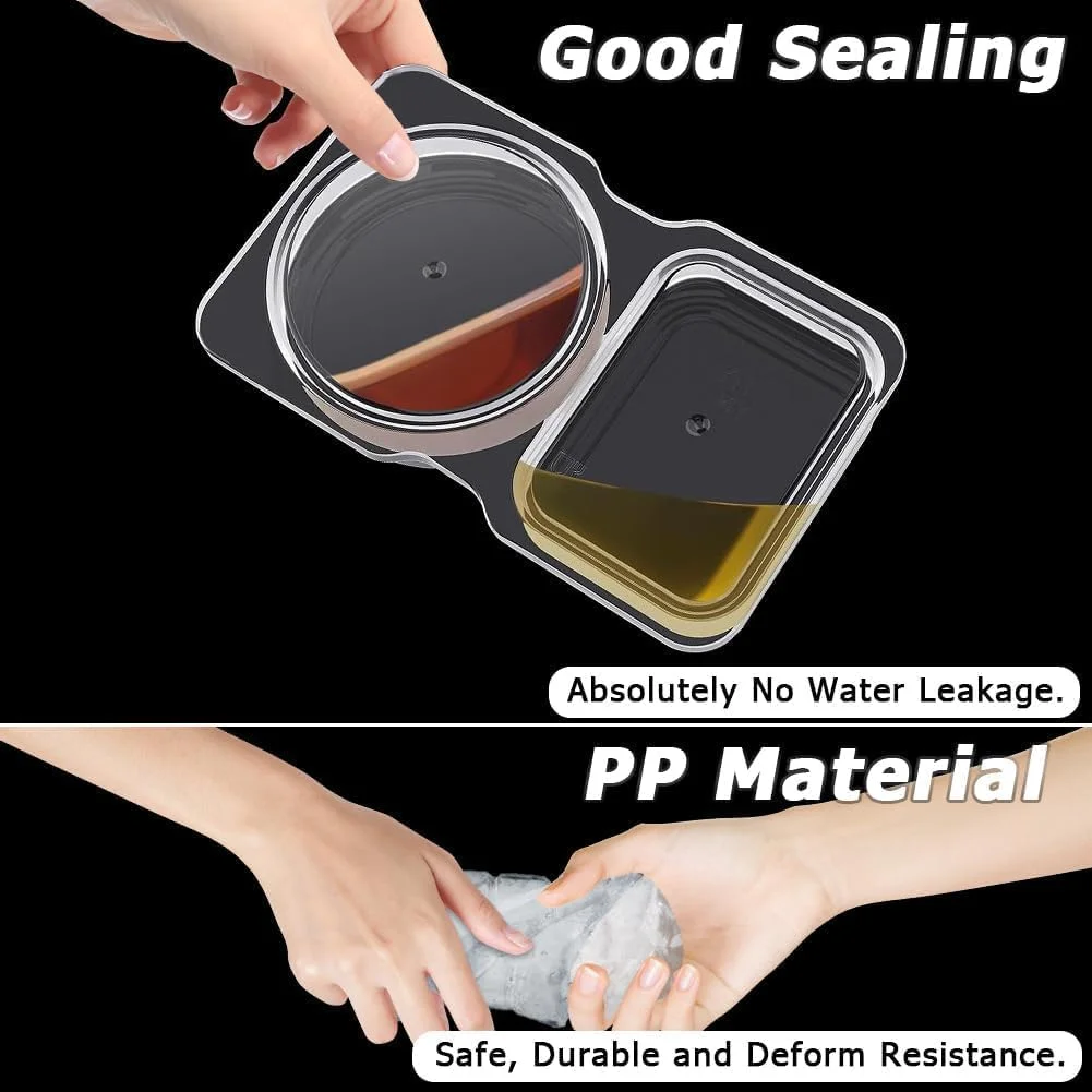 ظرف چاشنی دو قسمتی AMERTEER، 20 عدد - ظروف چاشنی ضد نشت با درب، ظروف اسنک دو قسمتی، ظرف اسنک قابل استفاده مجدد برای وعده های غذایی در حال حرکت و اسنک مسافرتی کمپینگ