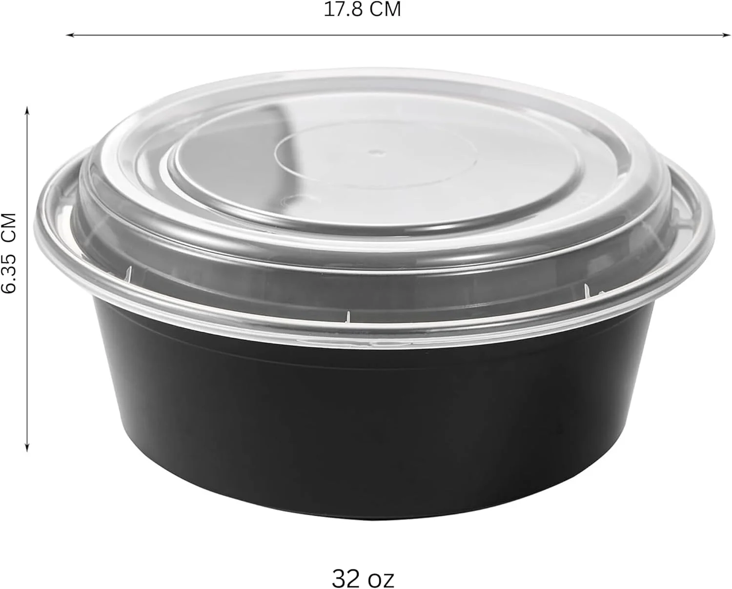 ظروف آماده سازی غذا الفخامه با درب - بسته 12 عددی، ظروف 32 اونسی آماده سازی غذا، ظروف یکبار مصرف آماده سازی غذا، ظروف گرد بیرون بر با درب، فاقد BPA. بسته 12 عددی قابل استفاده در فریزر و ماشین ظرفشویی