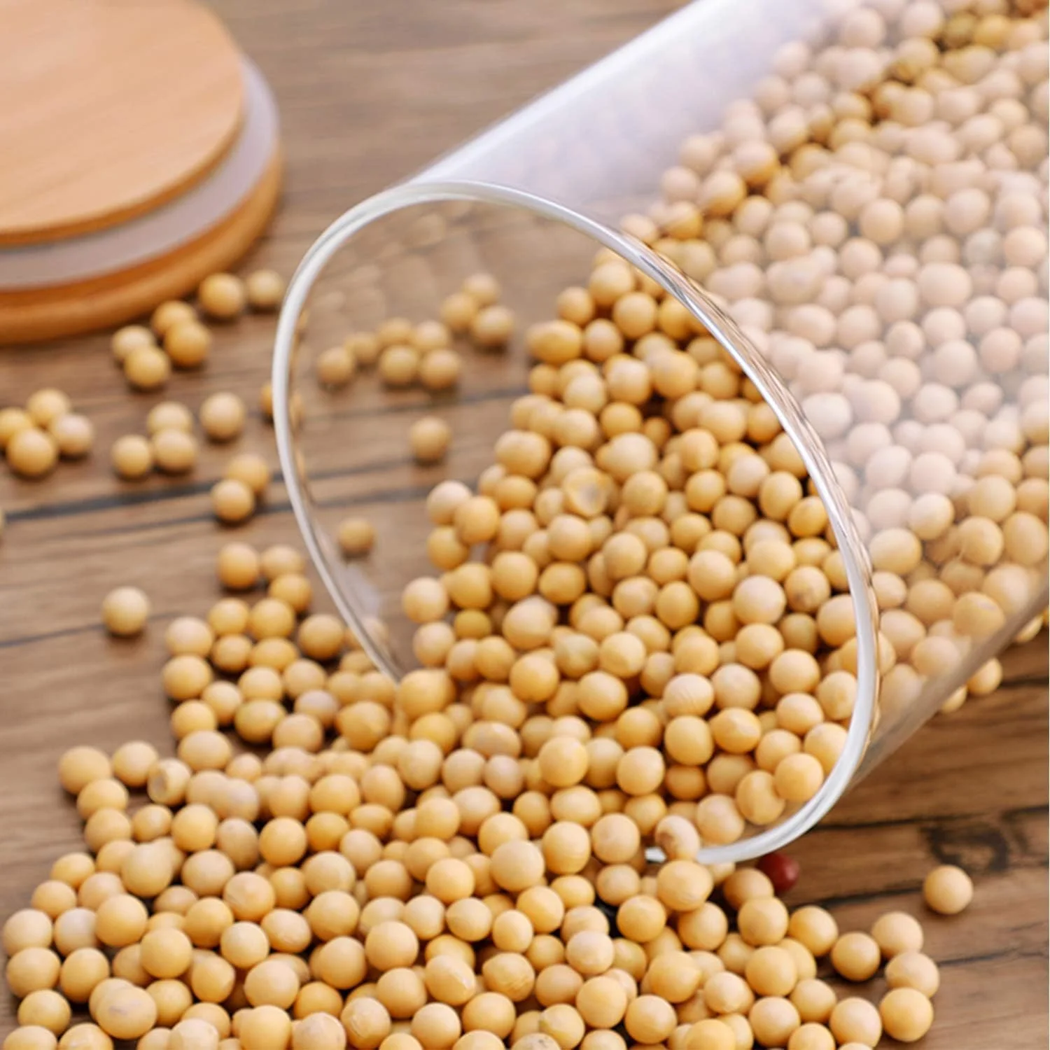 AKDC Glass Food Storage Containers Set, 1000ml, Airtight, with Wooden Lids, Set of 6